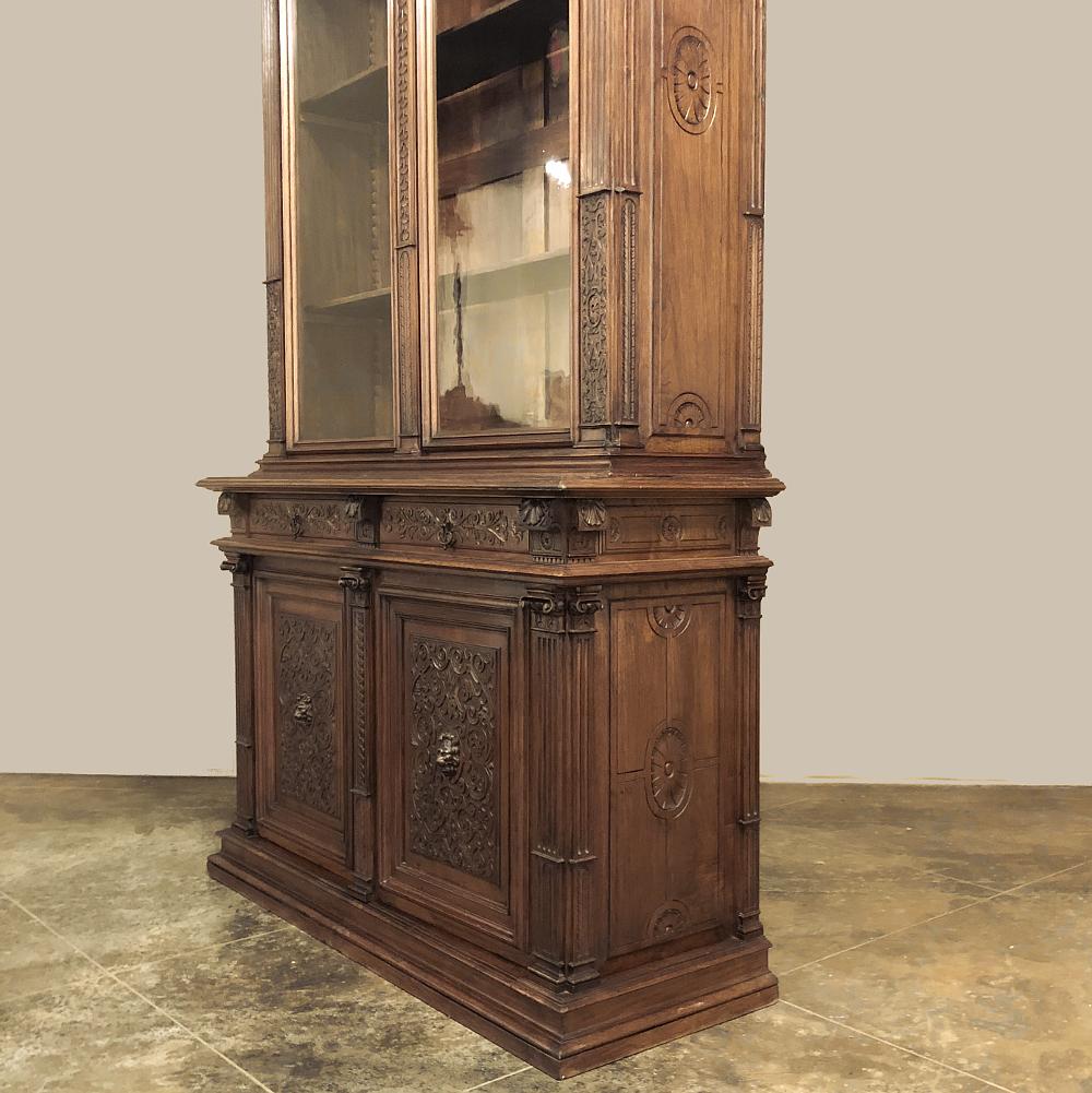 19th Century Grand French Renaissance Walnut Bookcase For Sale 8