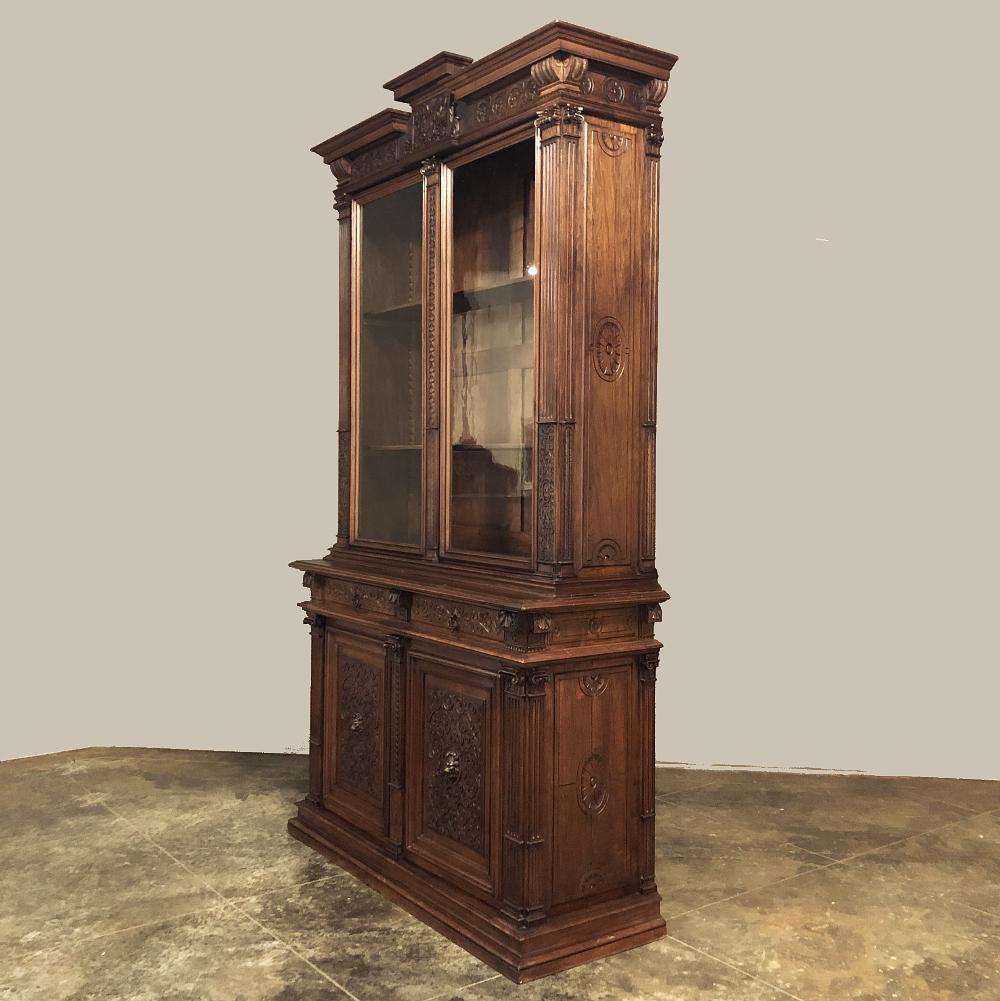 Napoleon III 19th Century Grand French Renaissance Walnut Bookcase For Sale