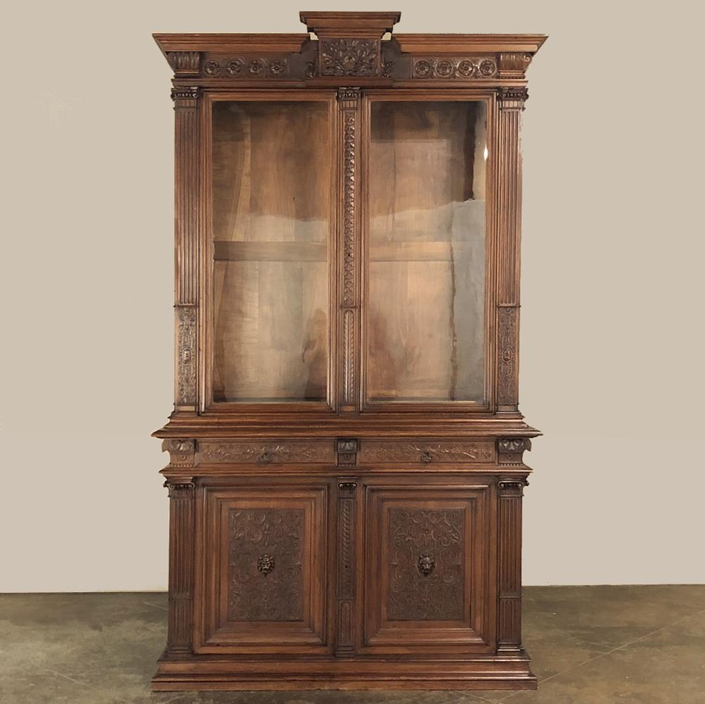 Late 19th Century 19th Century Grand French Renaissance Walnut Bookcase For Sale