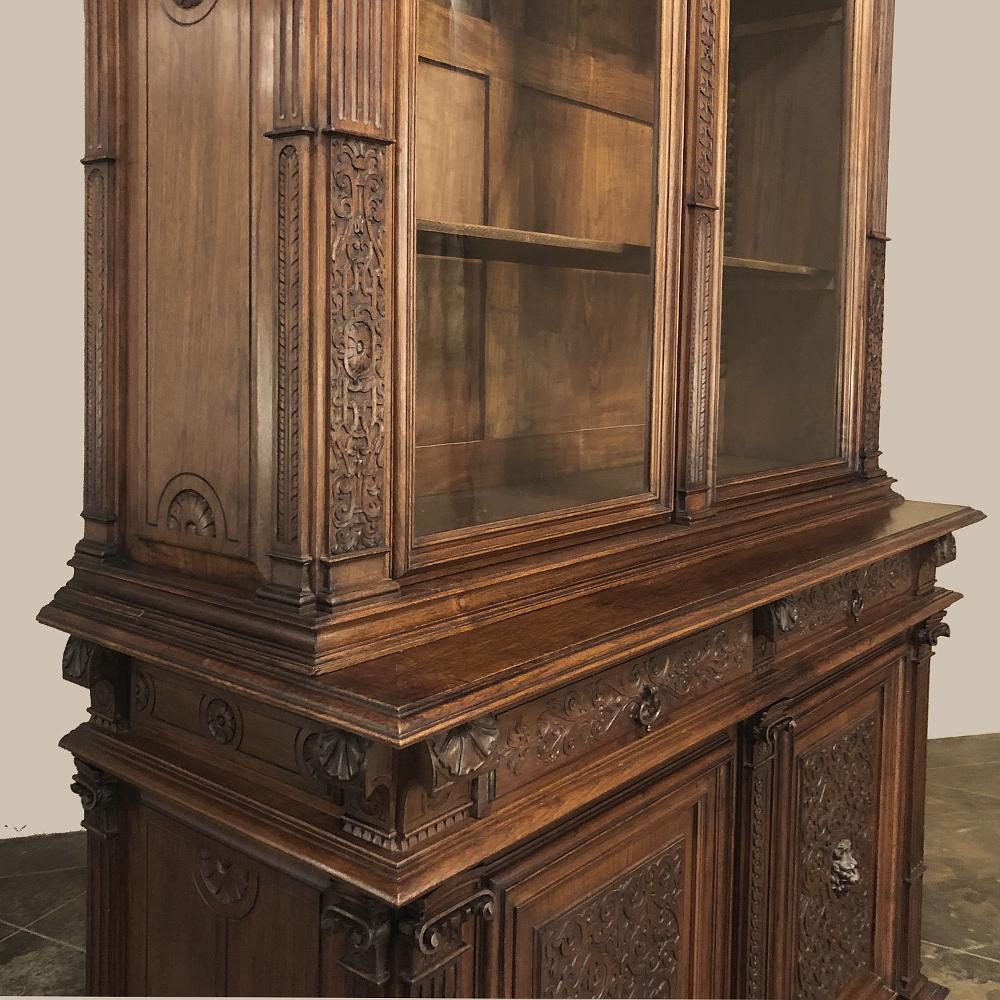 19th Century Grand French Renaissance Walnut Bookcase For Sale 2