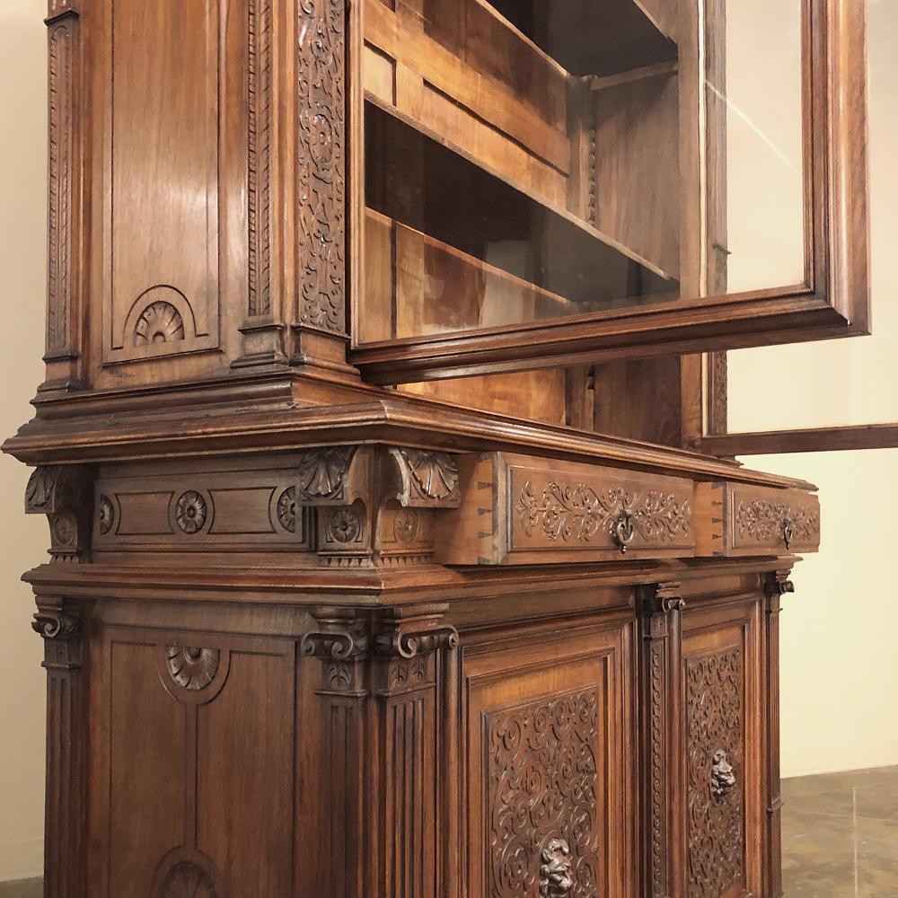 19th Century Grand French Renaissance Walnut Bookcase For Sale 3
