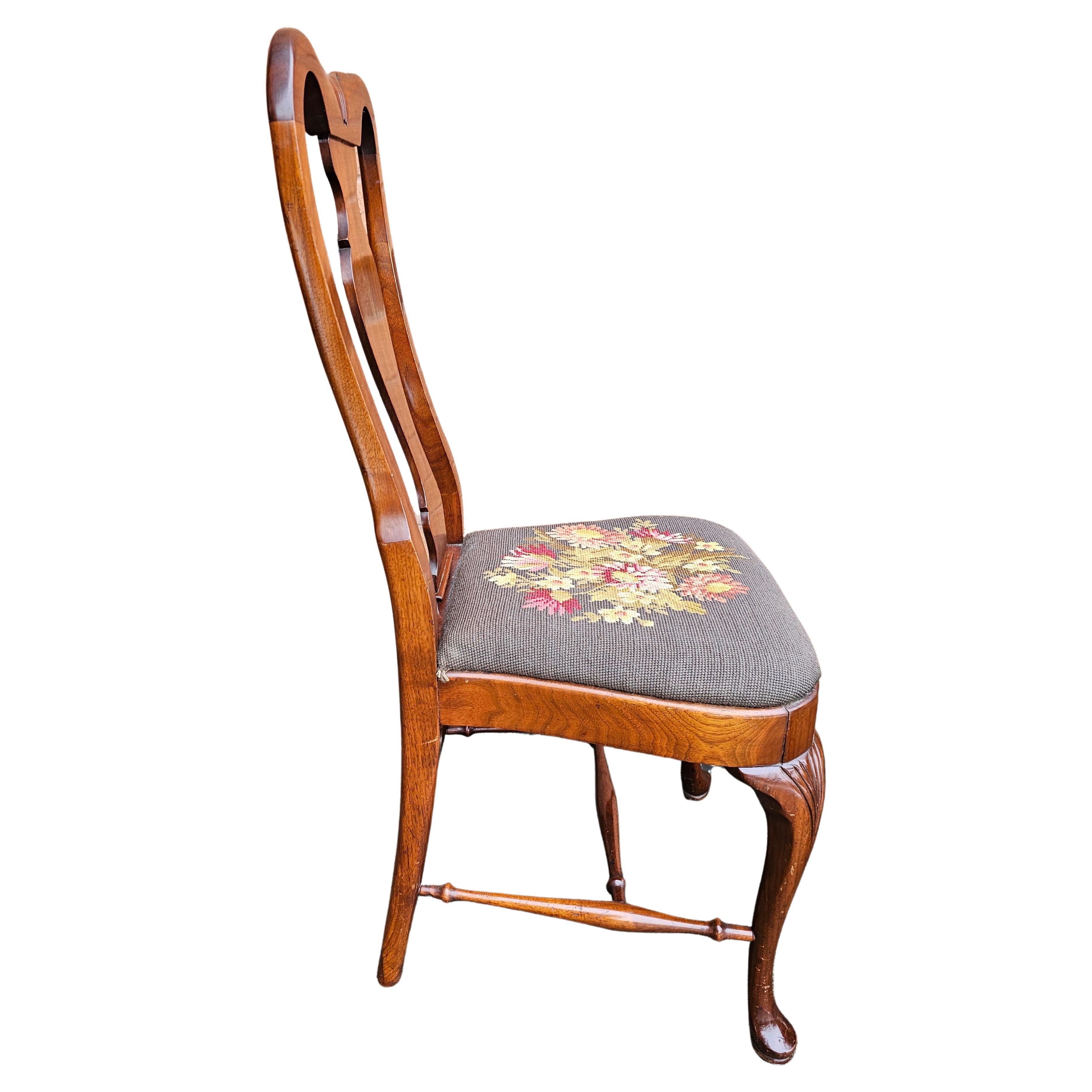 19th Century Grand Ledge Mahogany and Needlepoint seat Dining Chairs, Pair In Good Condition For Sale In Germantown, MD