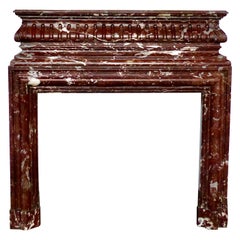 19th Century Grand Royal Red Marble Fireplace Mantle Surround