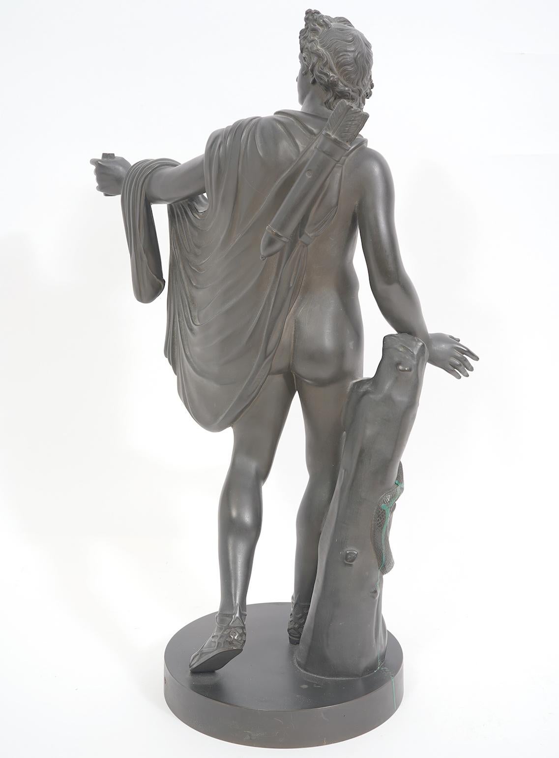 XIXe siècle 19th Century Grand Tour Apollo Belvedere Bronze Signed B. Boschetti, Roma en vente