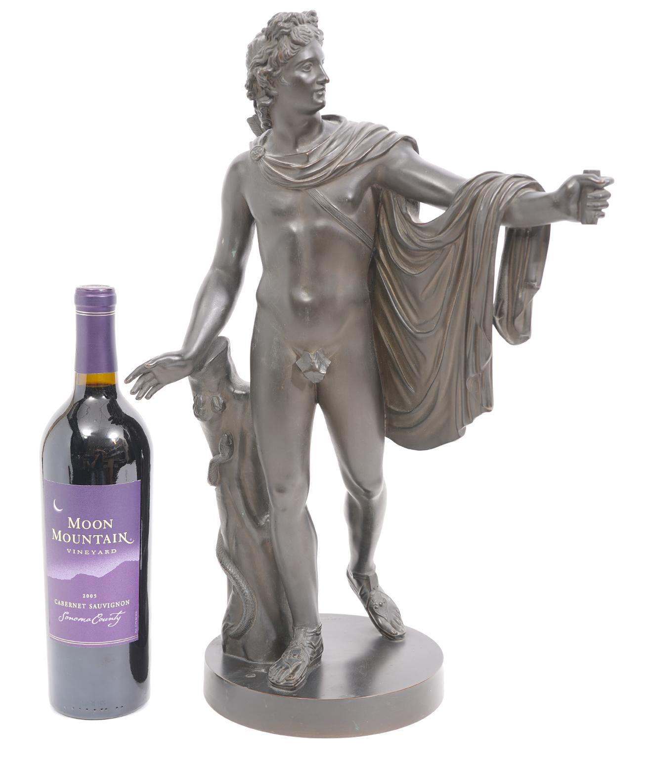 19th Century Grand Tour Apollo Belvedere Bronze Signed B. Boschetti, Roma en vente 3