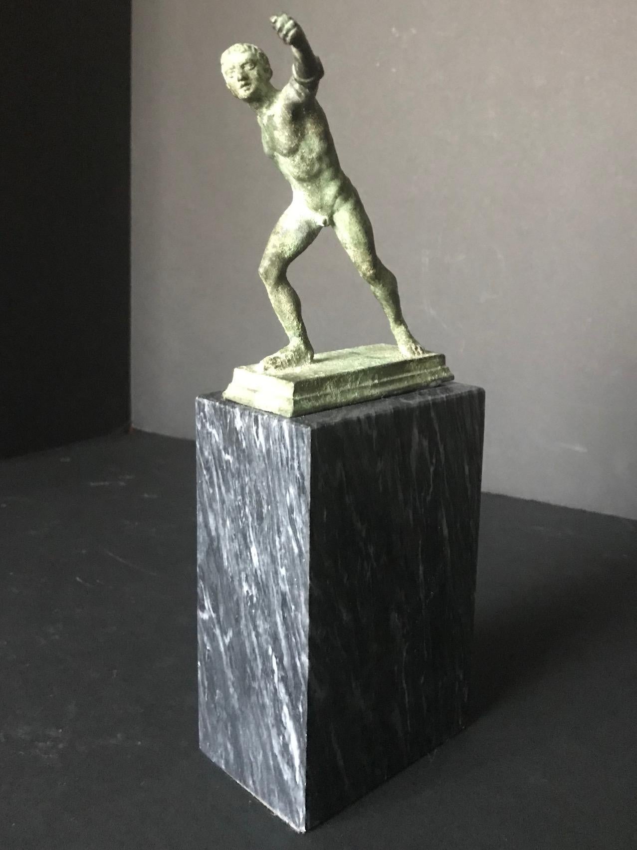 Marble 19th Century Grand Tour Borghese Gladiator Bronze Figure after the Antique