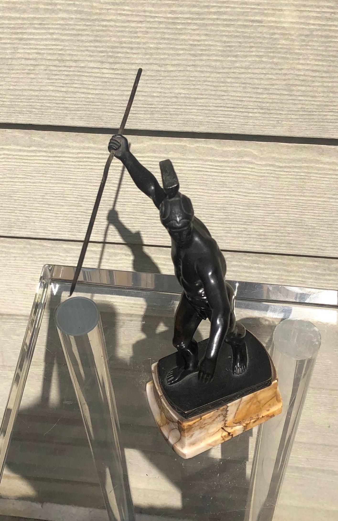 19th Century Grand Tour Bronze and Marble Roman Soldier In Good Condition In Richmond, VA