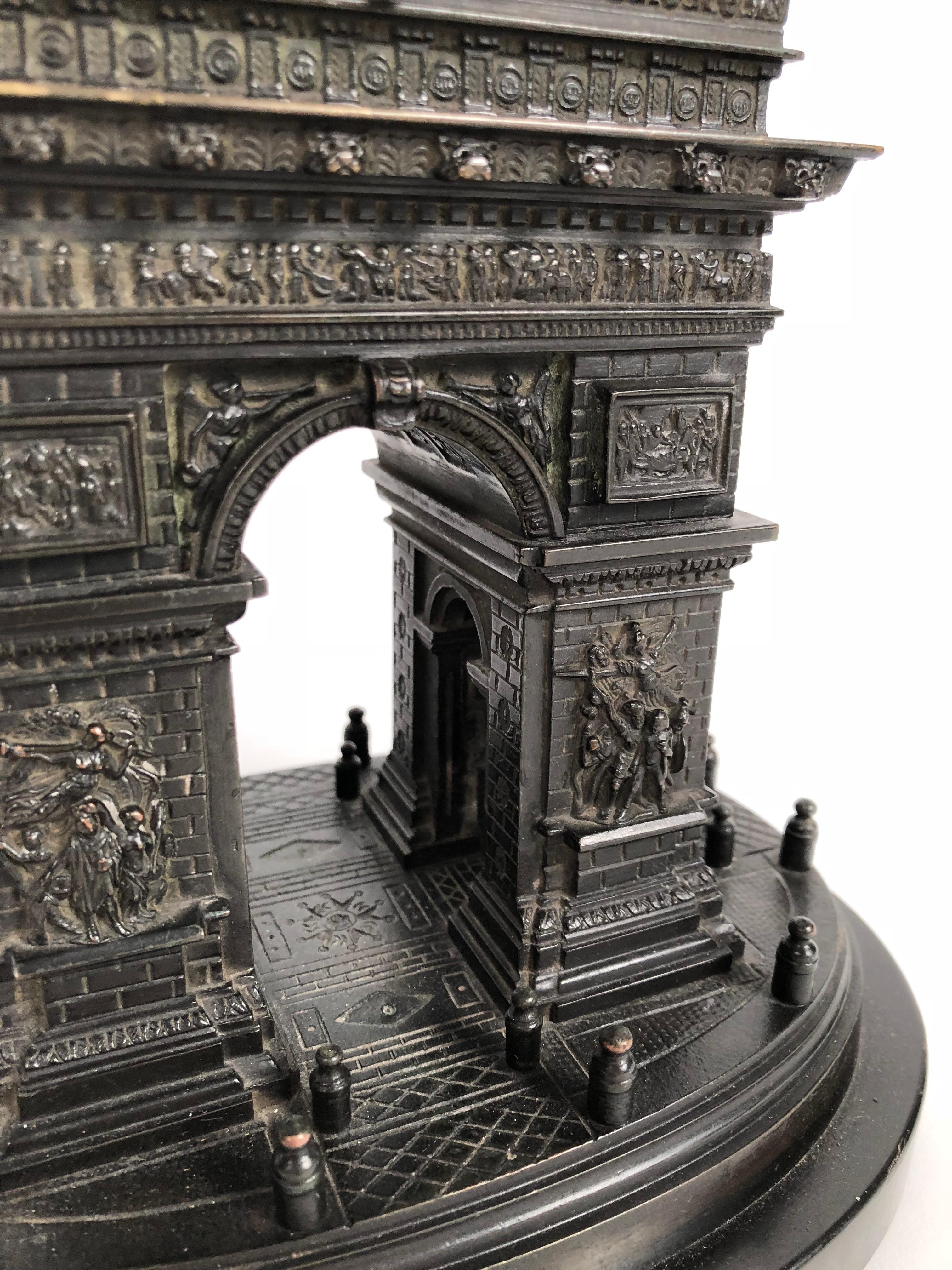 Neoclassical 19th Century Grand Tour Bronze Architectural Model of the Arc De Triomphe, Paris