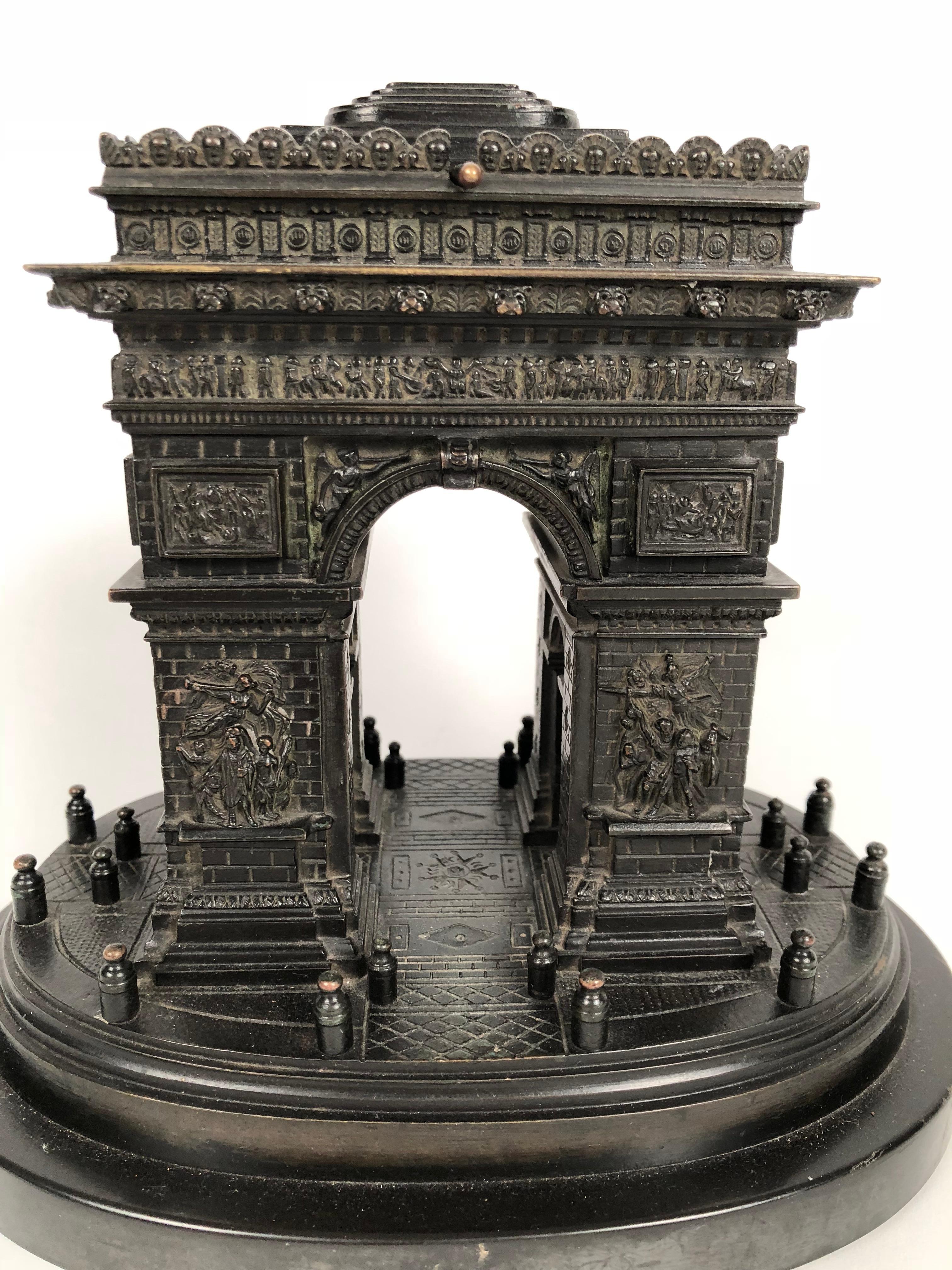 19th Century Grand Tour Bronze Architectural Model of the Arc De Triomphe, Paris In Good Condition In Essex, MA