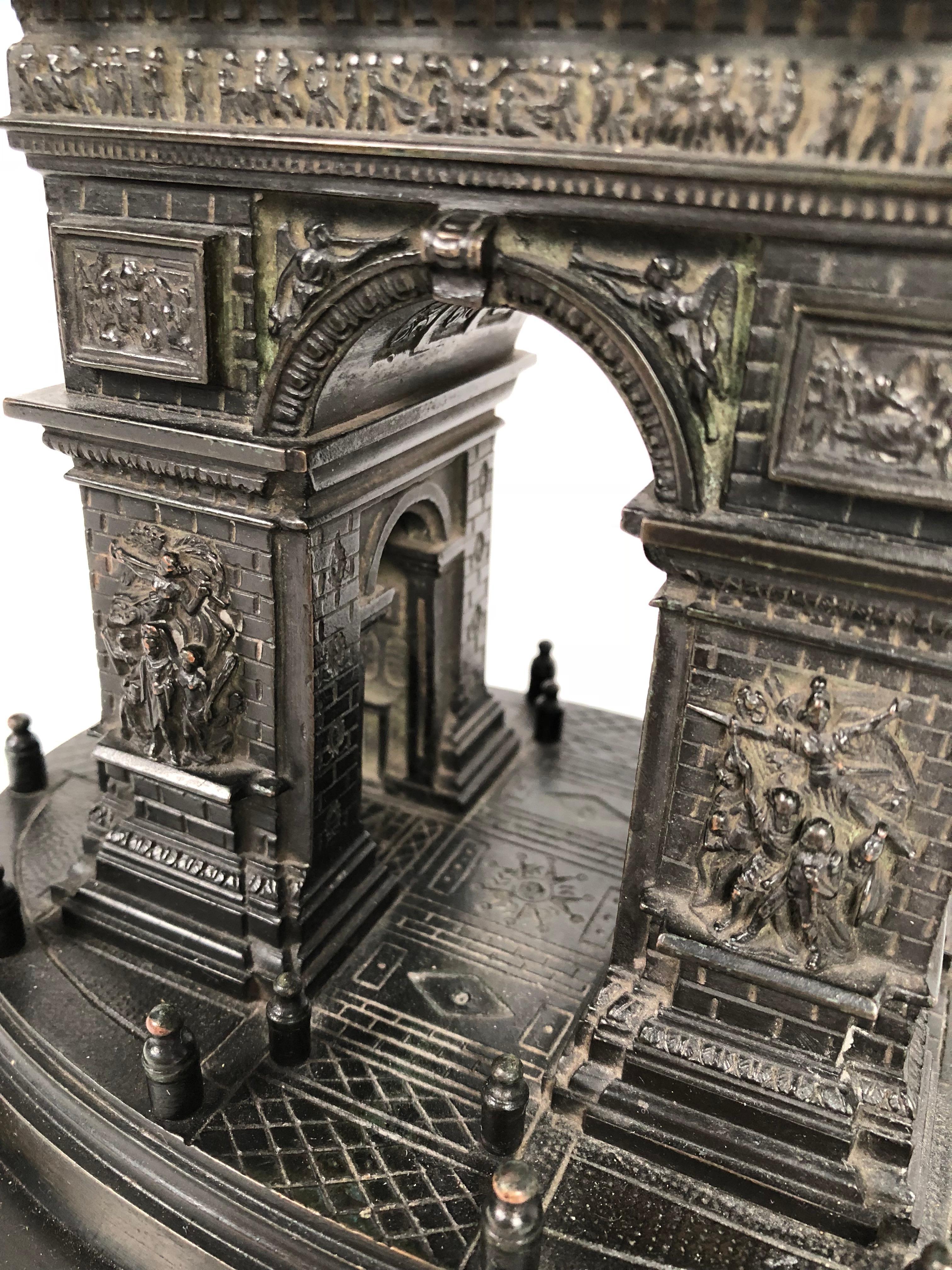 Late 19th Century 19th Century Grand Tour Bronze Architectural Model of the Arc De Triomphe, Paris