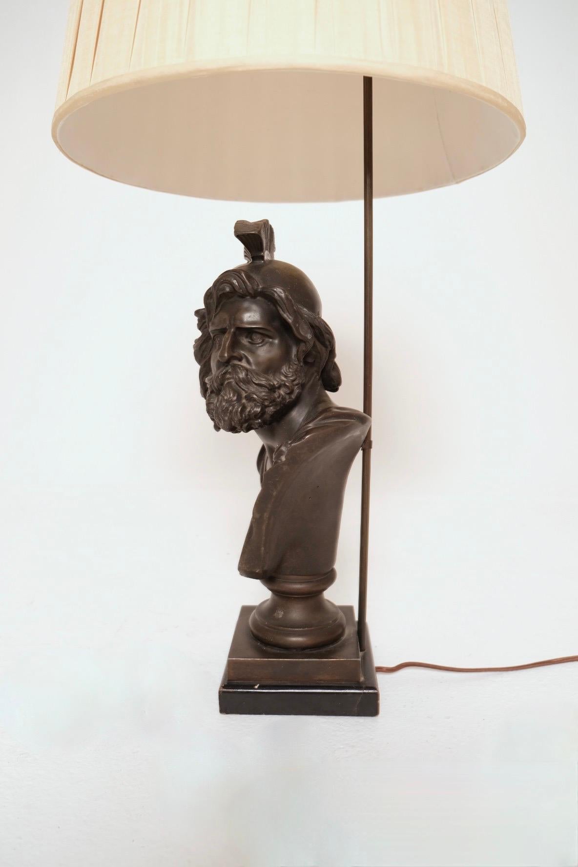 Lampada da tavolo con busto in bronzo Grand Tour del XIX secolo, attribuita a Boschetti in vendita 7