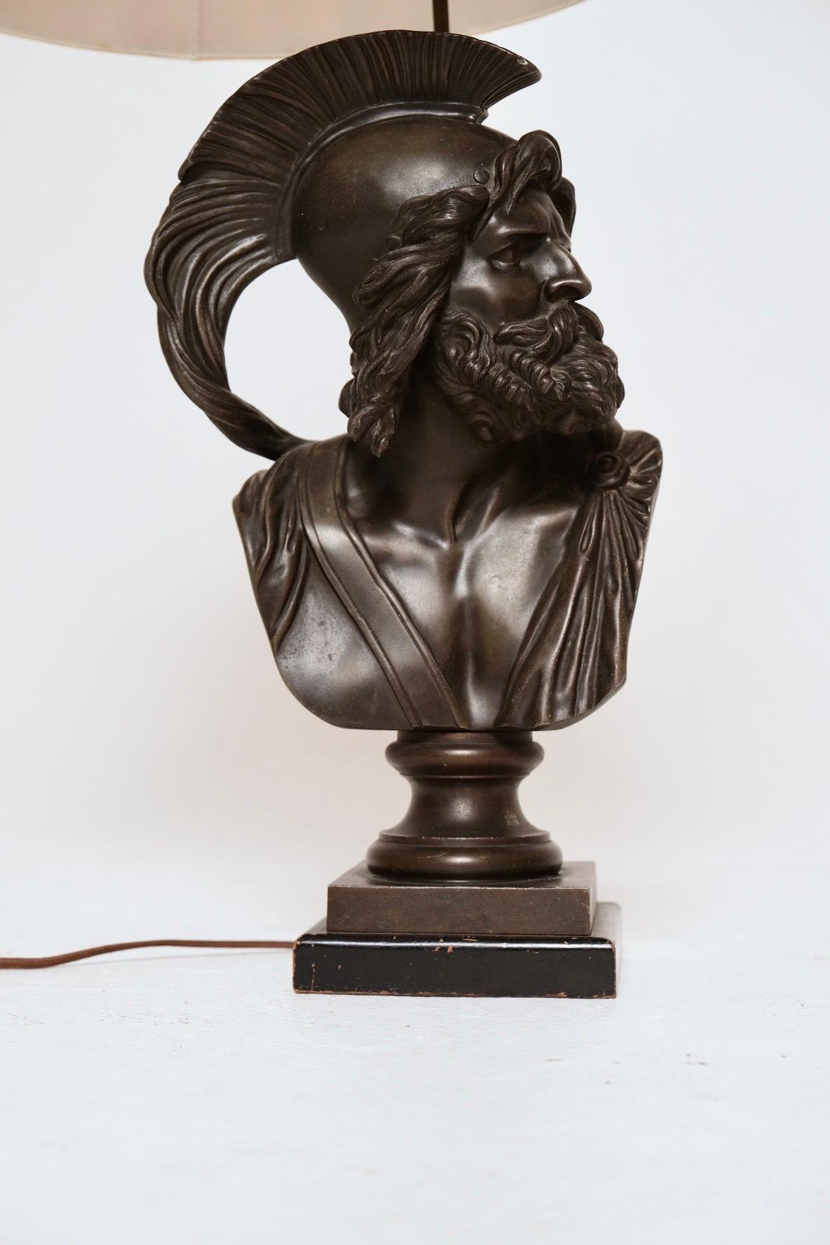 Lampada da tavolo con busto in bronzo Grand Tour del XIX secolo, attribuita a Boschetti in vendita 10
