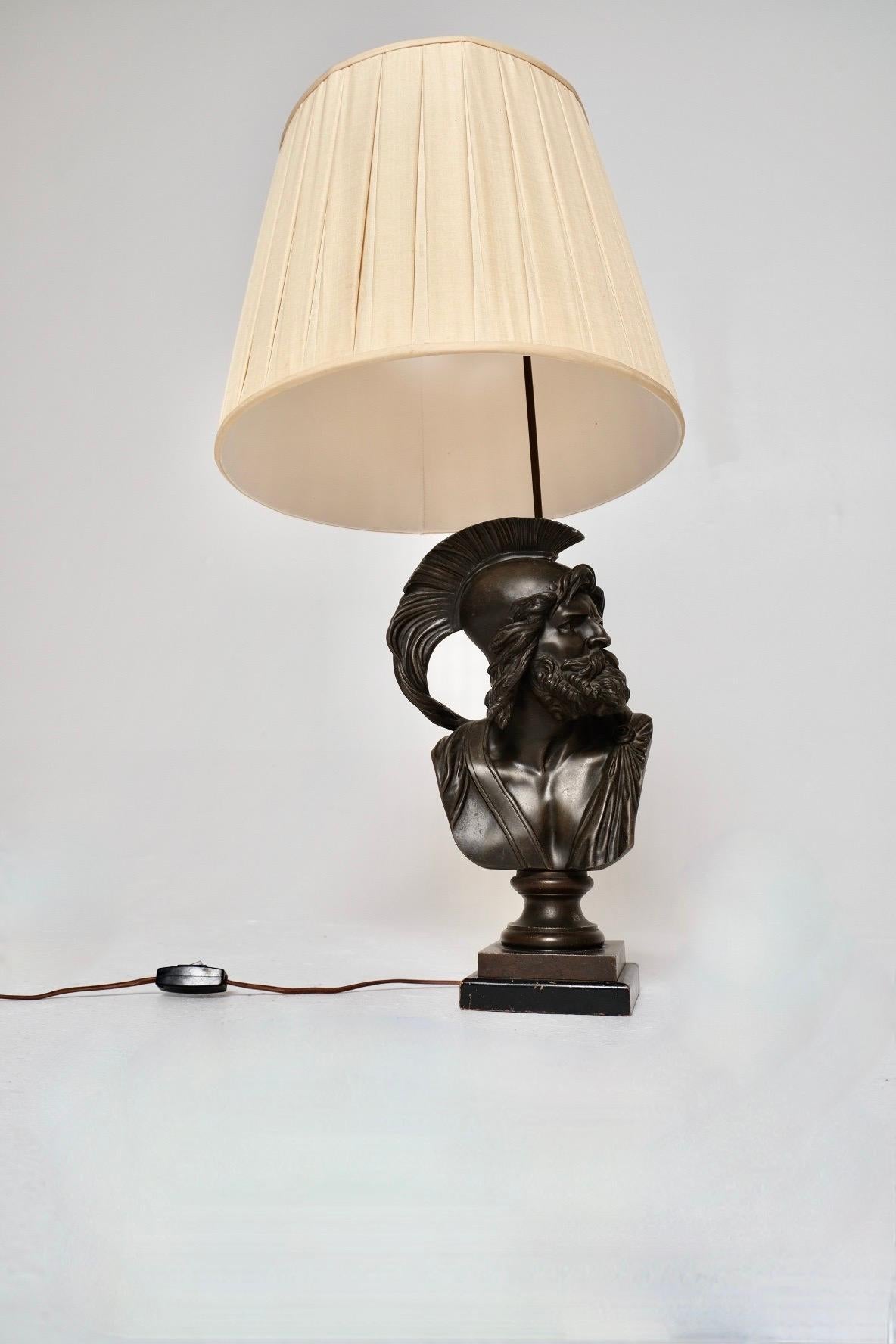 Lampada da tavolo con busto in bronzo Grand Tour del XIX secolo, attribuita a Boschetti in vendita 11