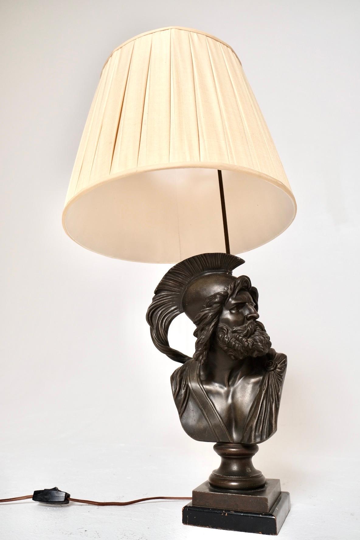 Lampada da tavolo con busto in bronzo Grand Tour del XIX secolo, attribuita a Boschetti In condizioni buone in vendita a Los Angeles, CA