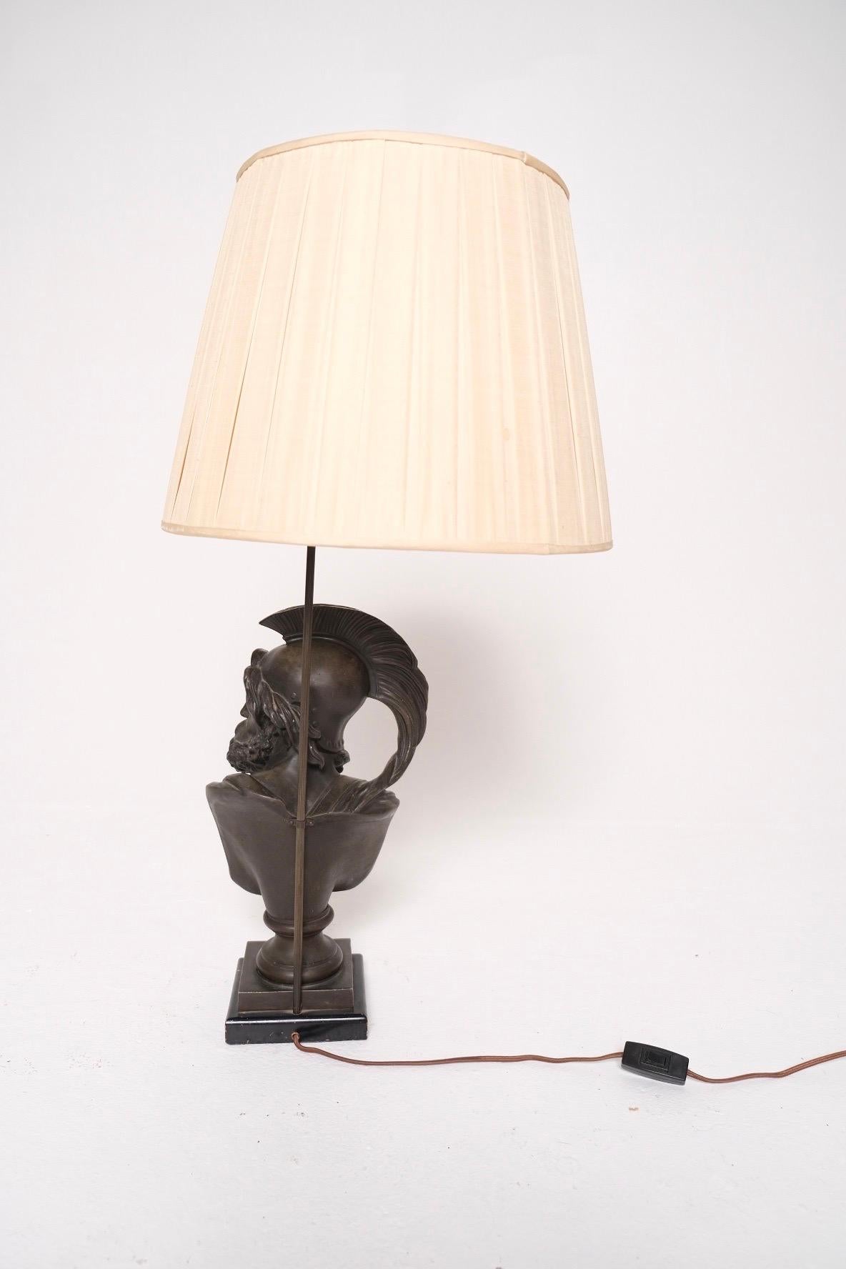 Lampada da tavolo con busto in bronzo Grand Tour del XIX secolo, attribuita a Boschetti in vendita 3