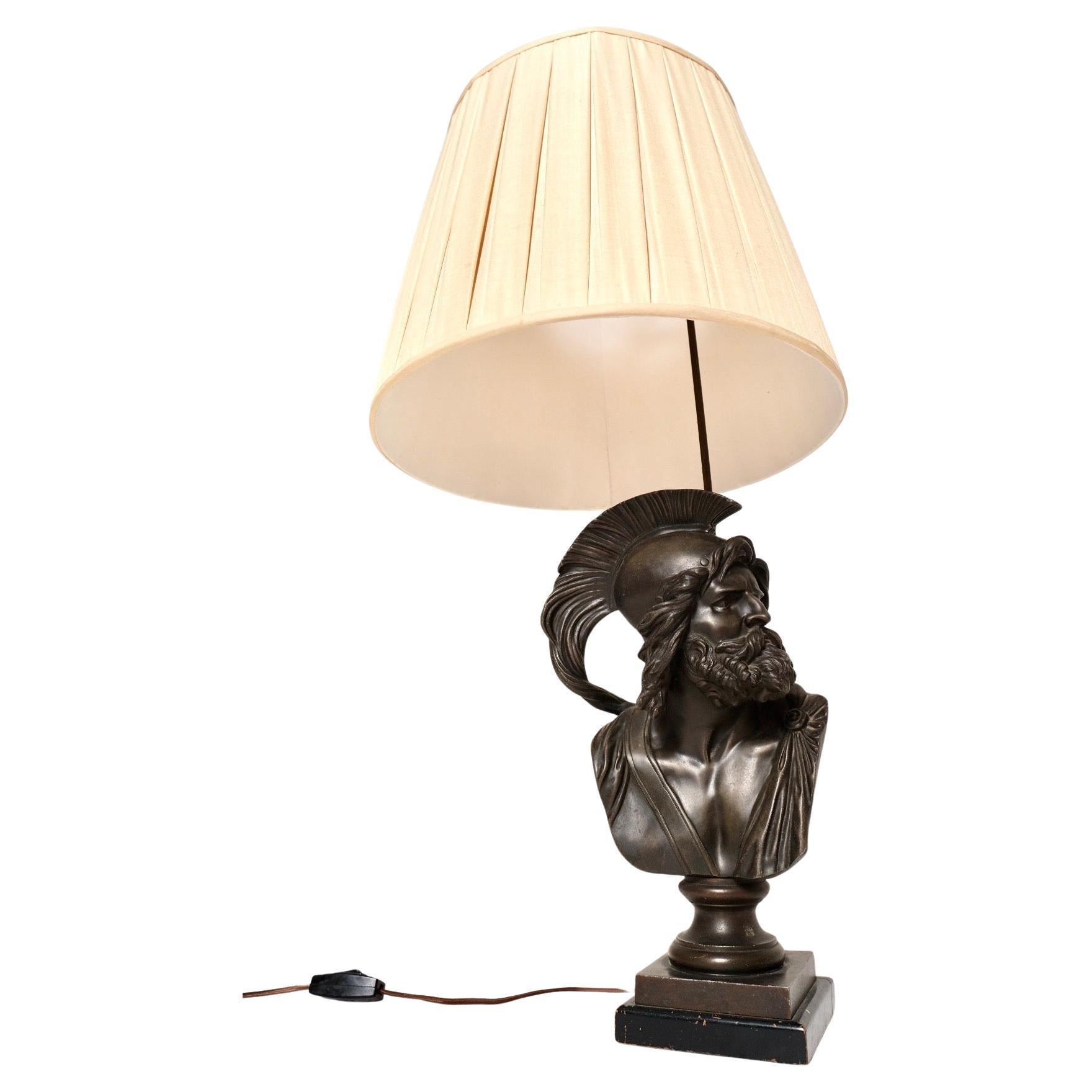 Lampada da tavolo con busto in bronzo Grand Tour del XIX secolo, attribuita a Boschetti in vendita
