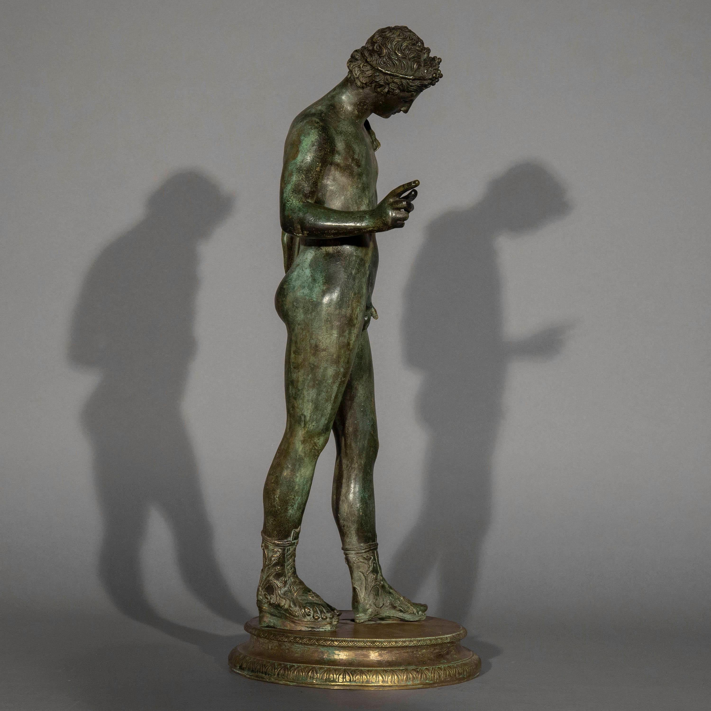 Cast 19th Century Grand Tour Bronze Figure of a Young Man as Dionysos or Narcissus