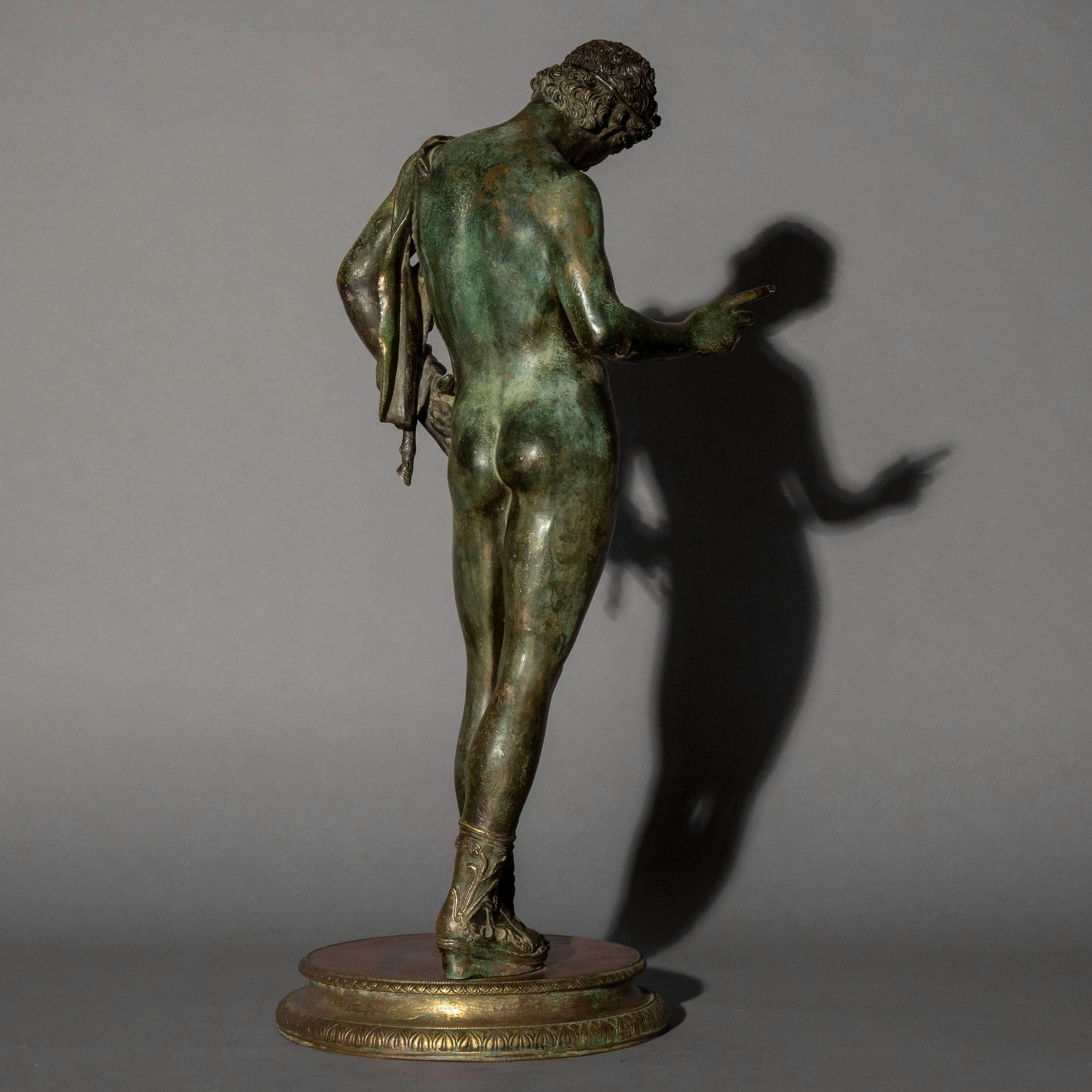 19th Century Grand Tour Bronze Figure of a Young Man as Dionysos or Narcissus In Good Condition In London, GB