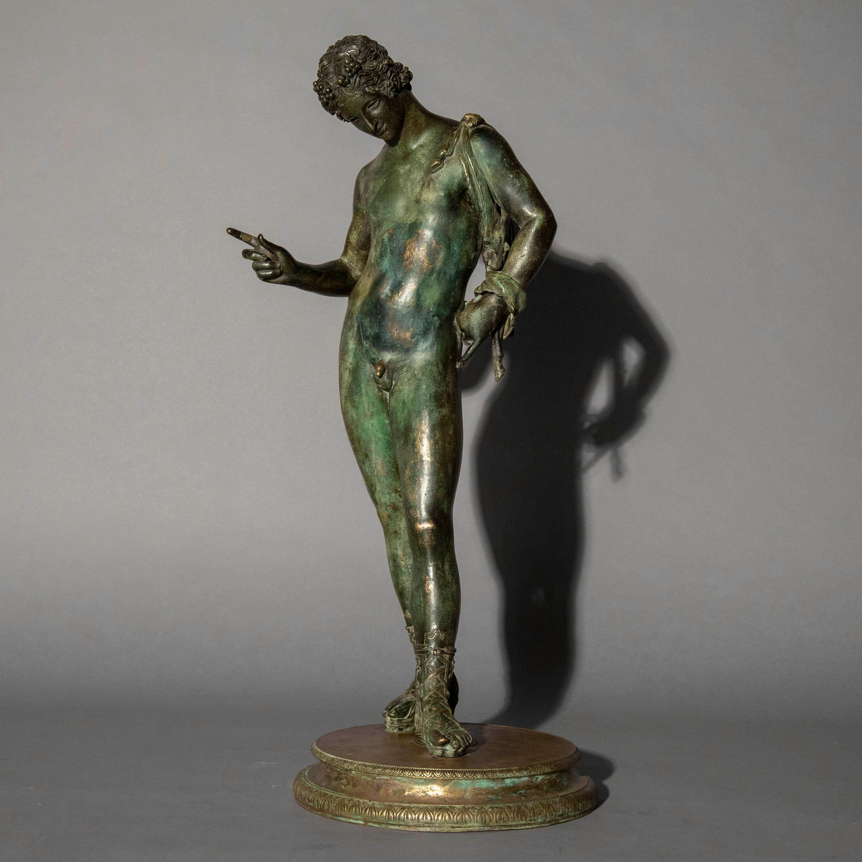 19th Century Grand Tour Bronze Figure of a Young Man as Dionysos or Narcissus 3