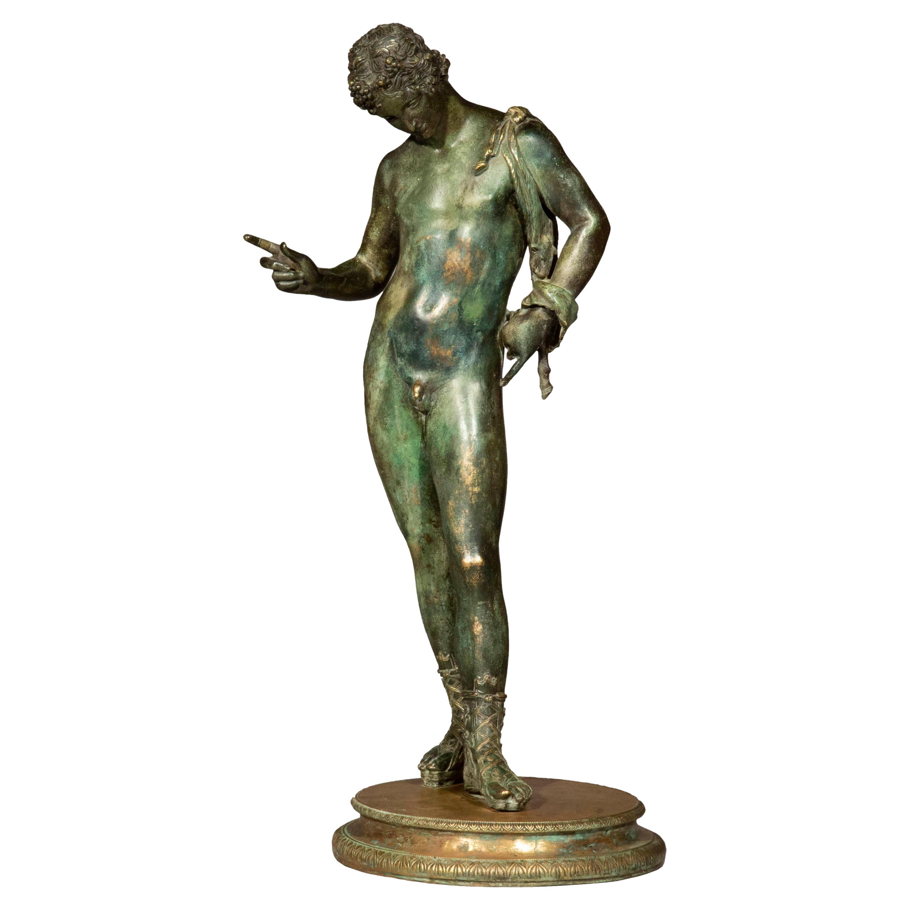 19th Century Grand Tour Bronze Figure of a Young Man as Dionysos or Narcissus
