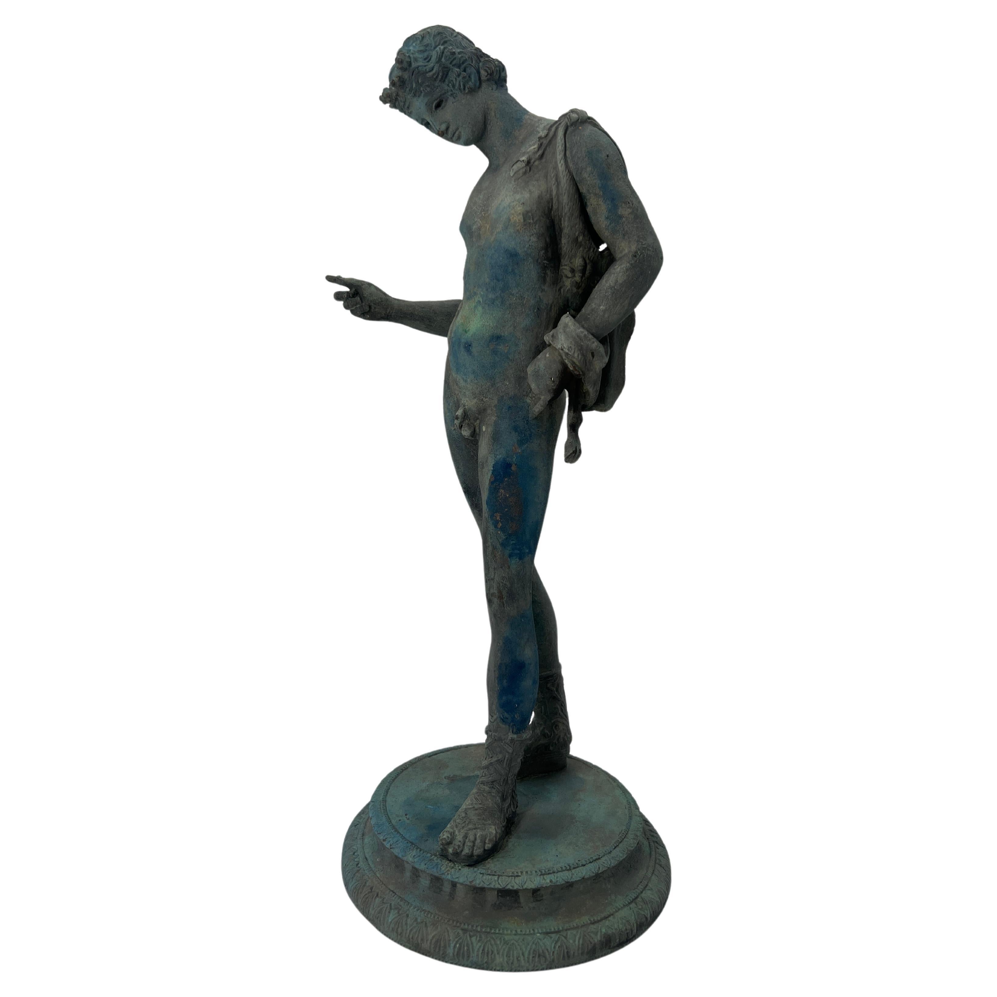 19th Century Grand Tour Bronze Figure of a Young Man as Dionysos or Narcissus For Sale