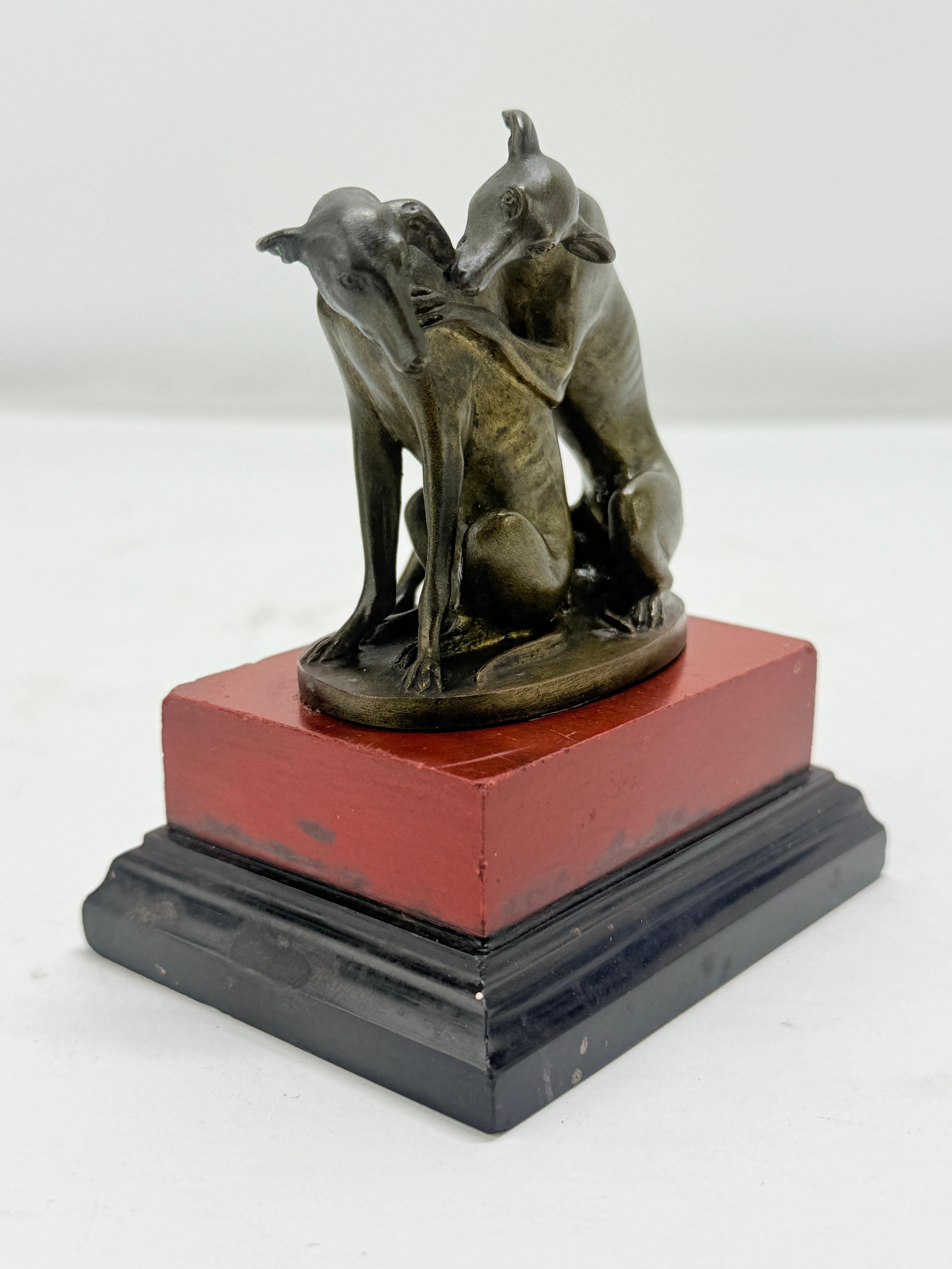 French 19th Century Grand Tour Bronze Group of Whippets on Marble Base, Circa 1890 For Sale