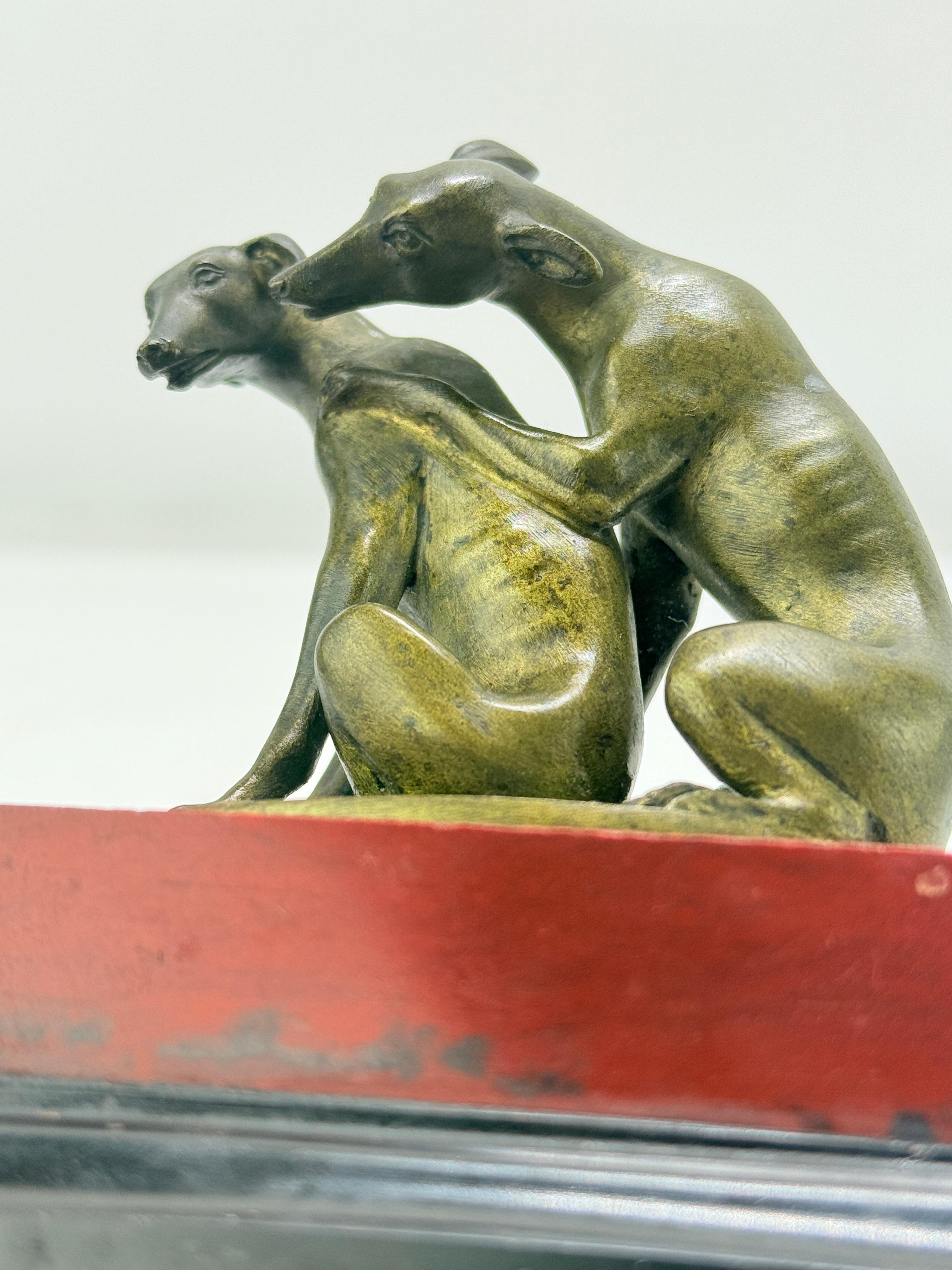 19th Century Grand Tour Bronze Group of Whippets on Marble Base, Circa 1890 For Sale 4