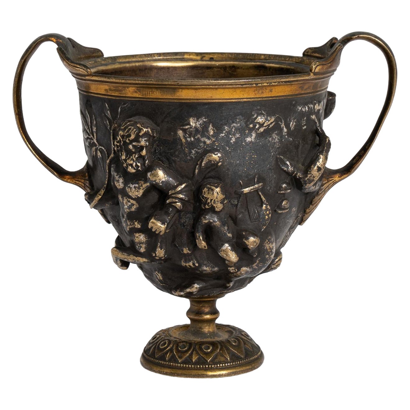 19th Century Bronze Kantharos Vase with Neoclassical Design