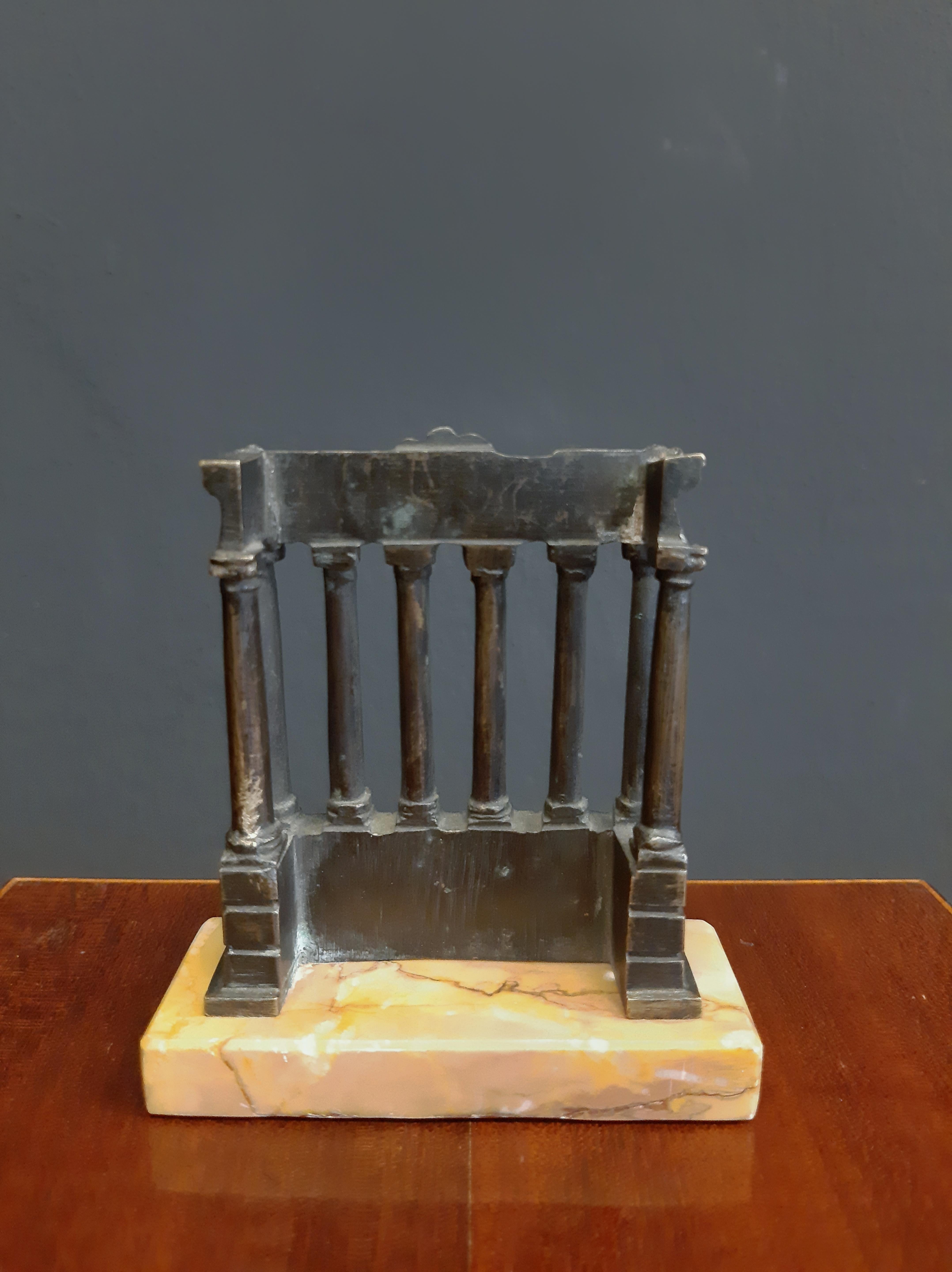 Italian 19th Century Grand Tour Bronze Model Temple of Saturn, Roman Forum, Marble Base For Sale