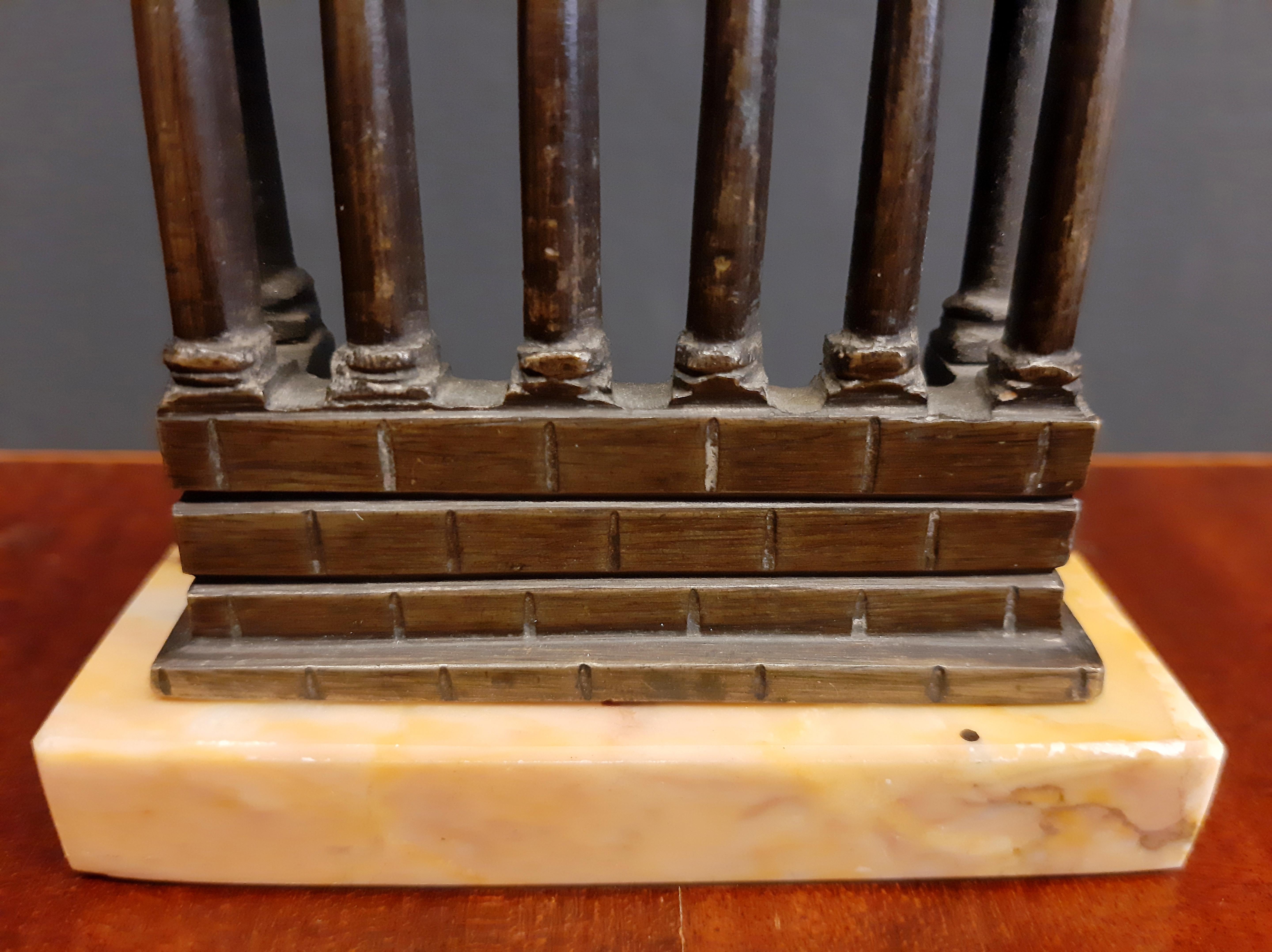 19th Century Grand Tour Bronze Model Temple of Saturn, Roman Forum, Marble Base For Sale 2