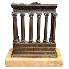 19th Century Grand Tour Bronze Model Temple of Saturn, Roman Forum, Marble Base
