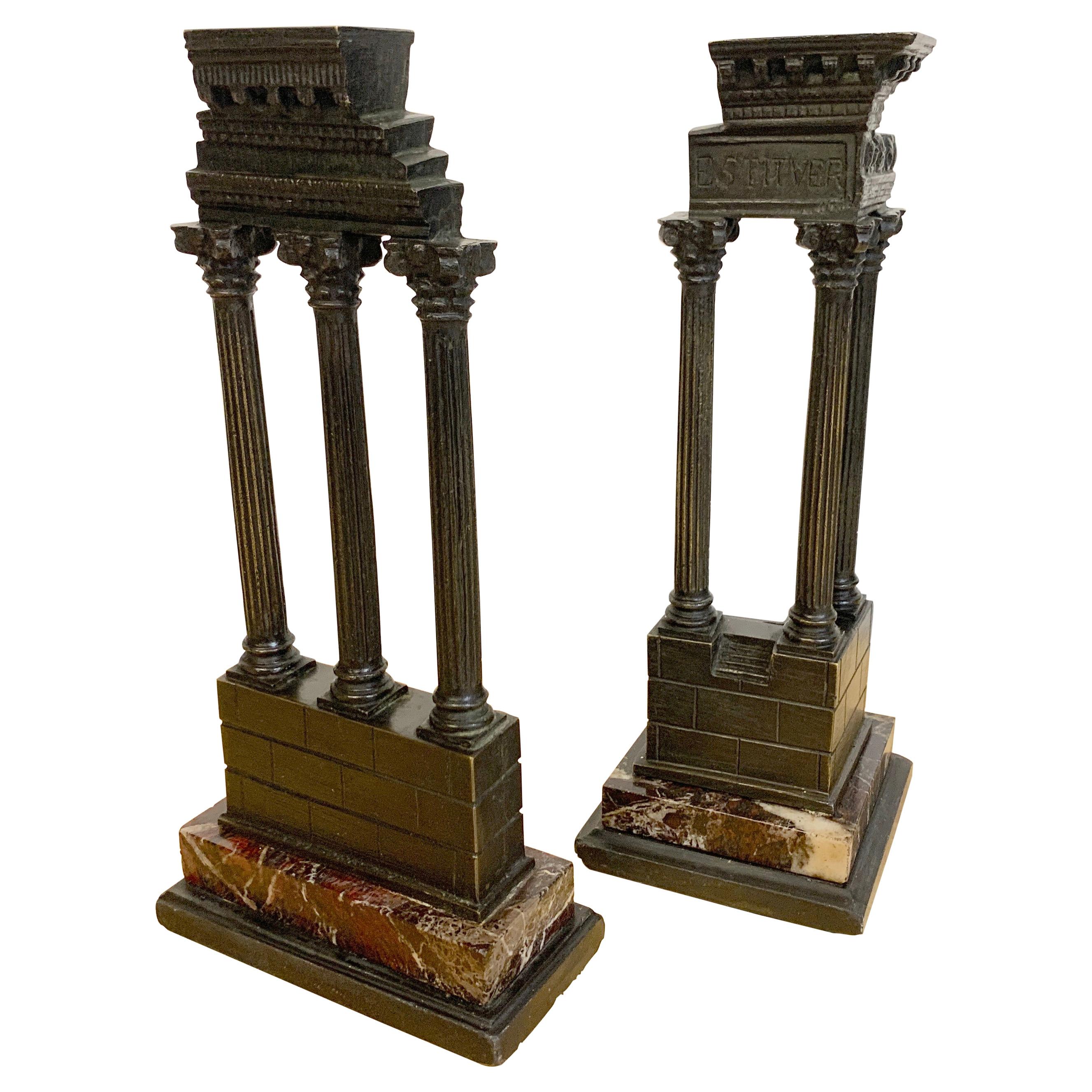 19th Century Grand Tour Bronze Models Roman Forum Columns