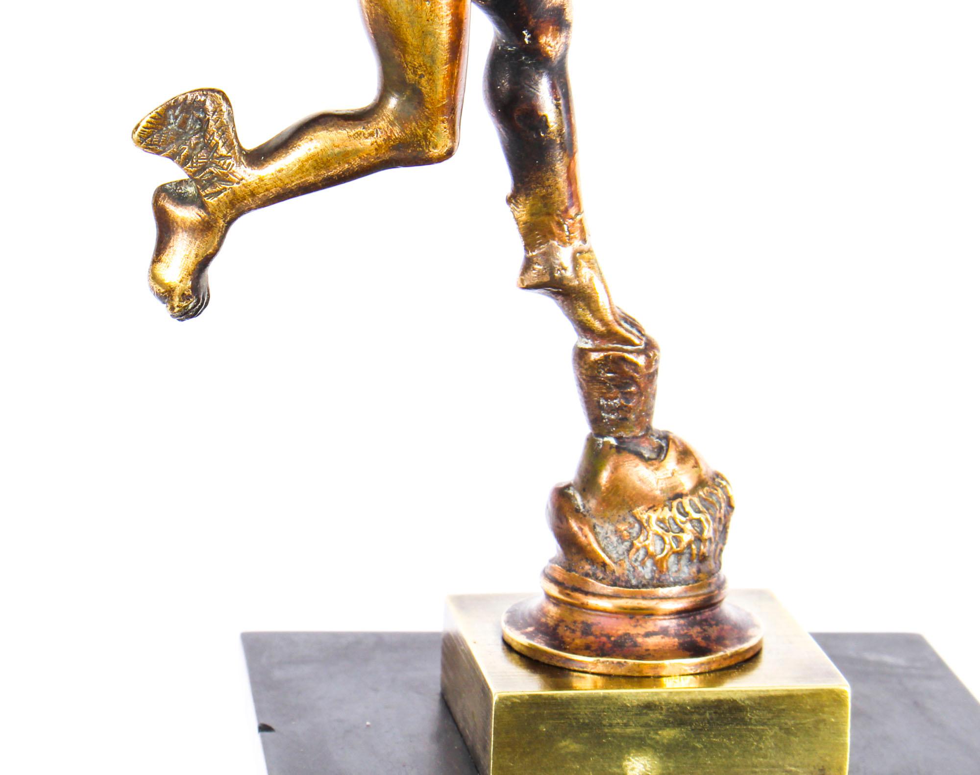 Late 19th Century 19th Century Grand Tour Bronze & Noir Belge Library Column Mercury Hermes