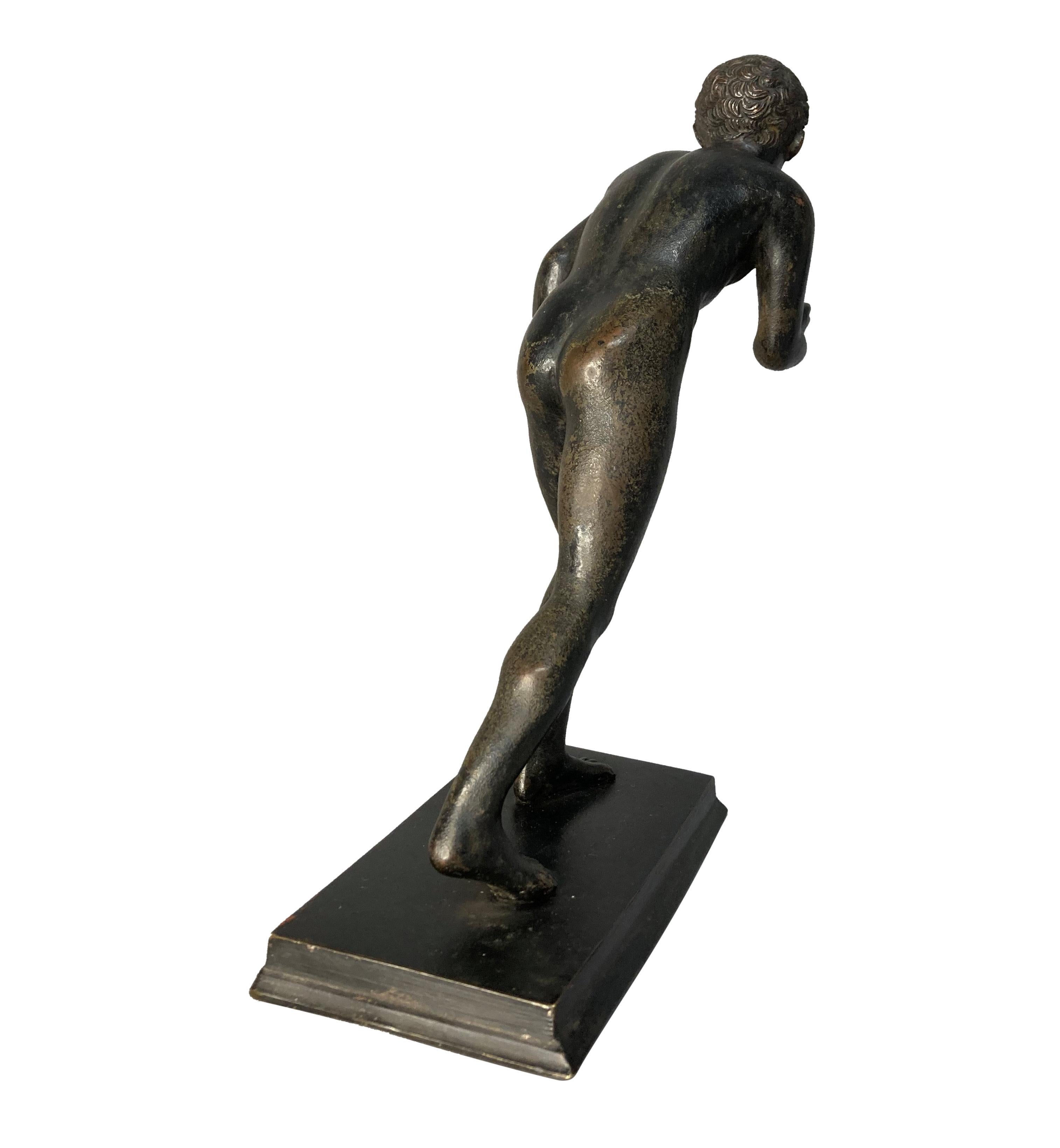 English 19th Century Grand Tour Bronze Of A Running Youth For Sale