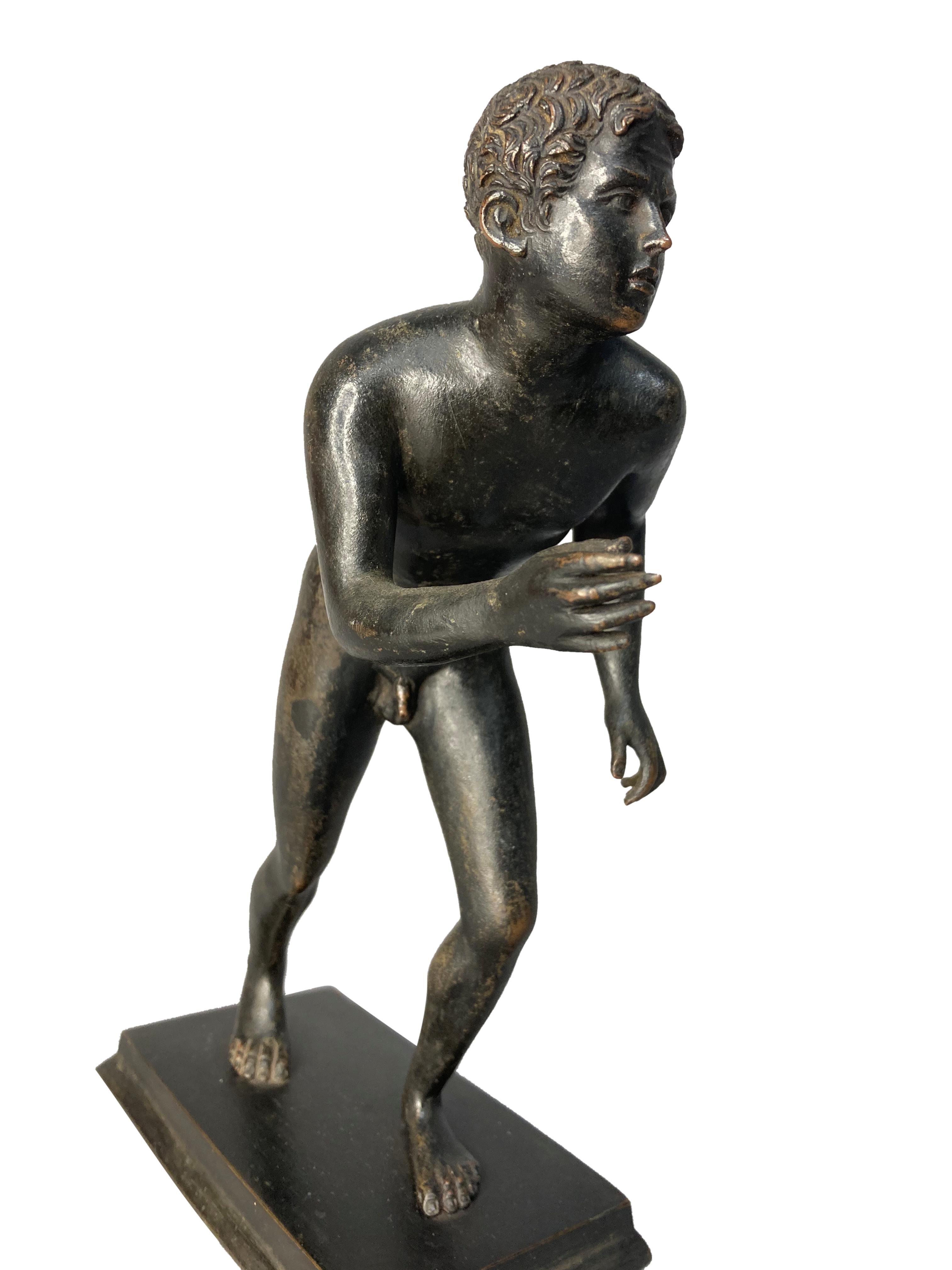 Mid-19th Century 19th Century Grand Tour Bronze Of A Running Youth For Sale
