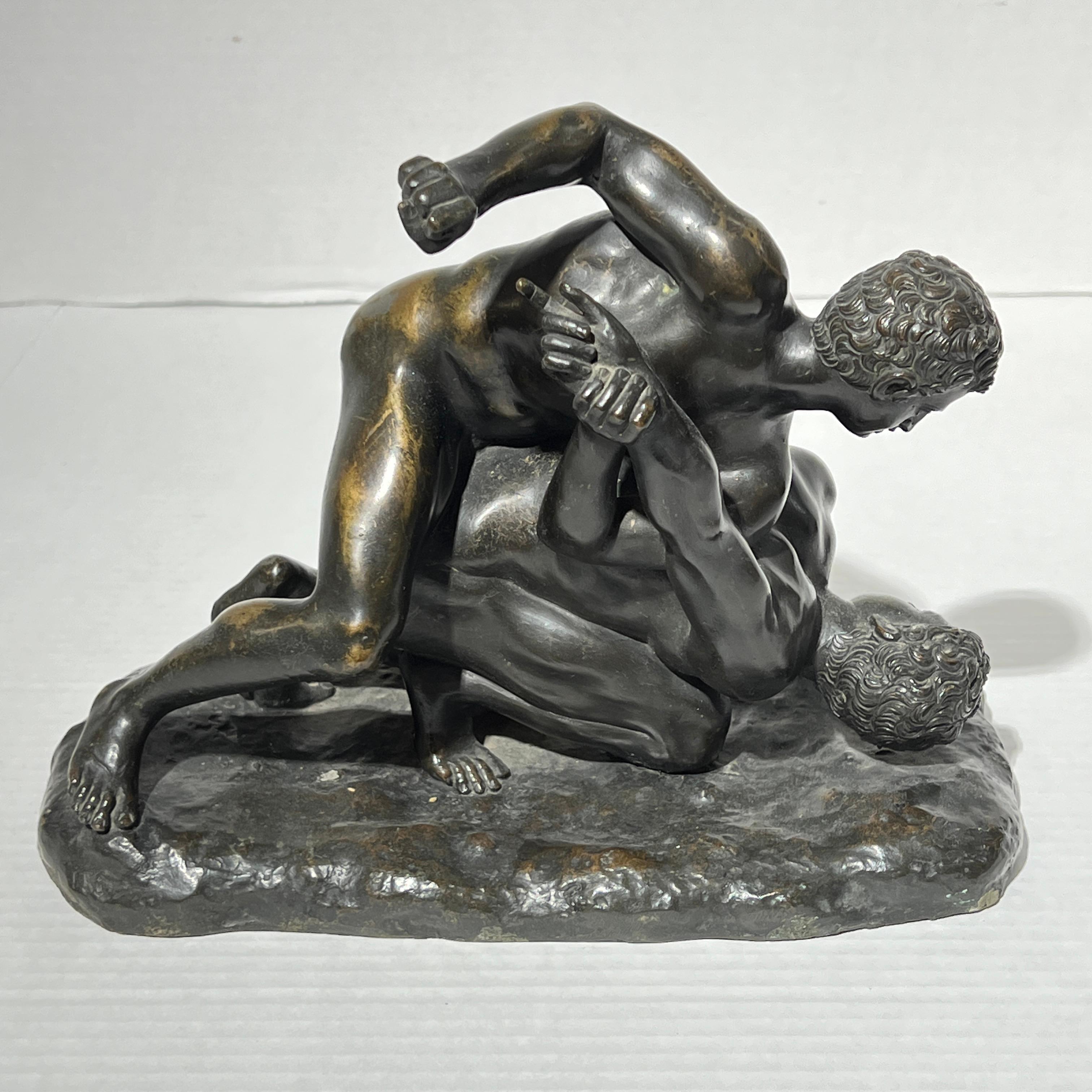 19th Century Grand Tour Bronze Sculpture of Greek Wrestlers In Good Condition In New York, NY