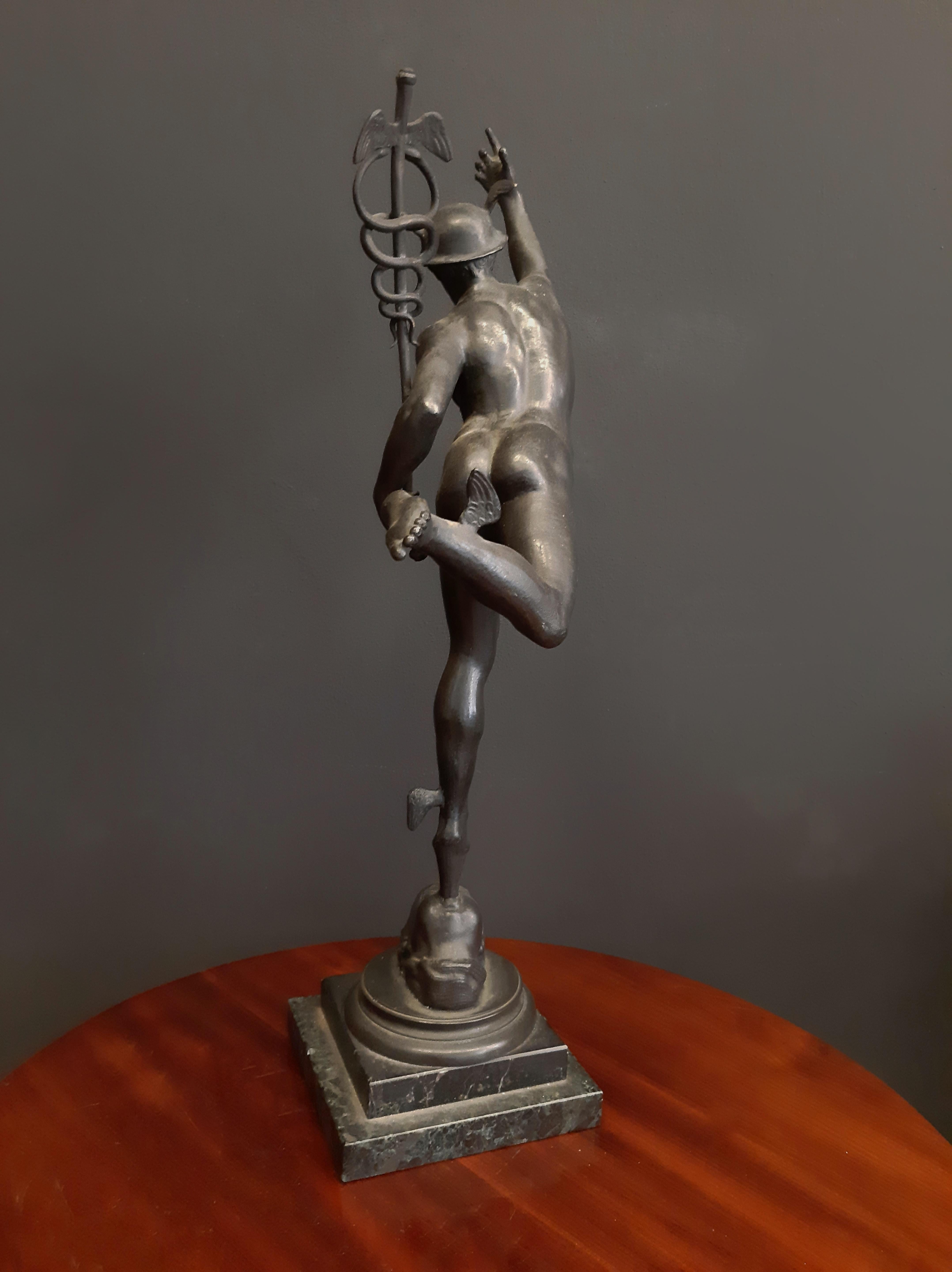 Graceful and swift, Mercurius (Hermes in Greek mythology), was the Roman god of Commerce and the Market, protector of Traders. Considered the shrewdest and most cunning of all the gods, he was the son of Zeus and Maia, the daughter of Atlas. Dawning
