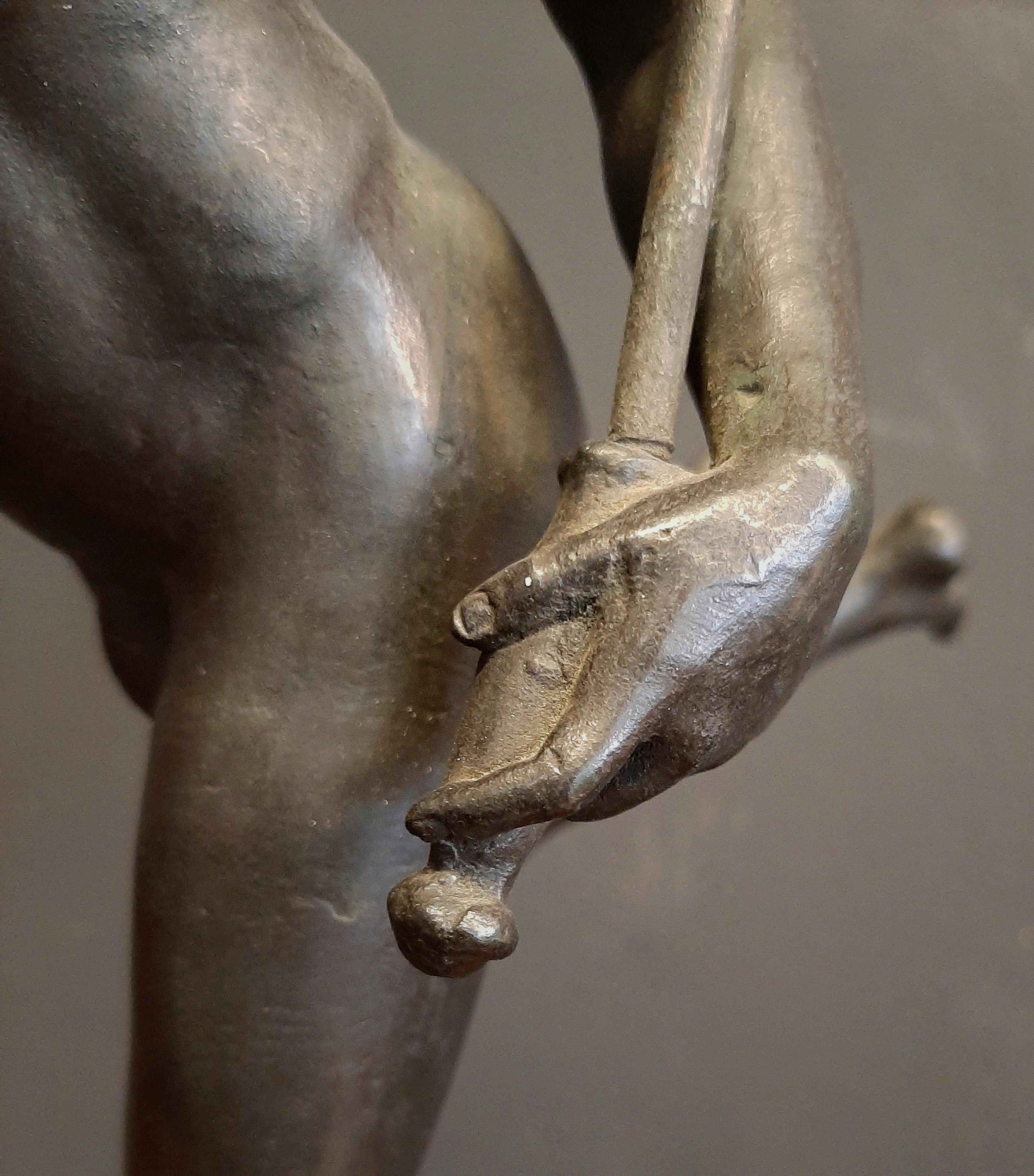 19th Century Grand Tour Bronze Sculpture of Mercurius (Hermes), Marble base For Sale 3