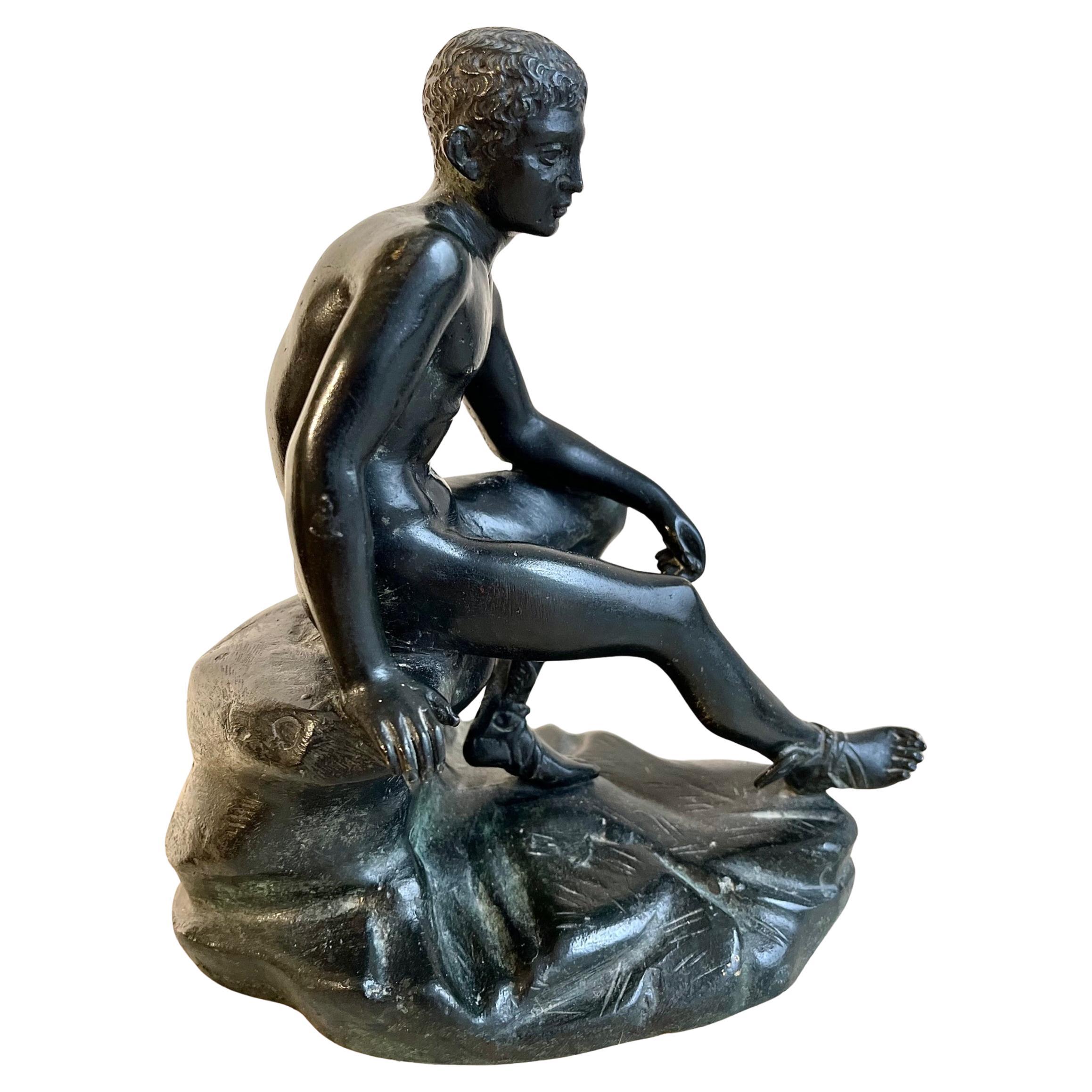 19th Century Grand Tour Bronze Sculpture of Seated Hermes