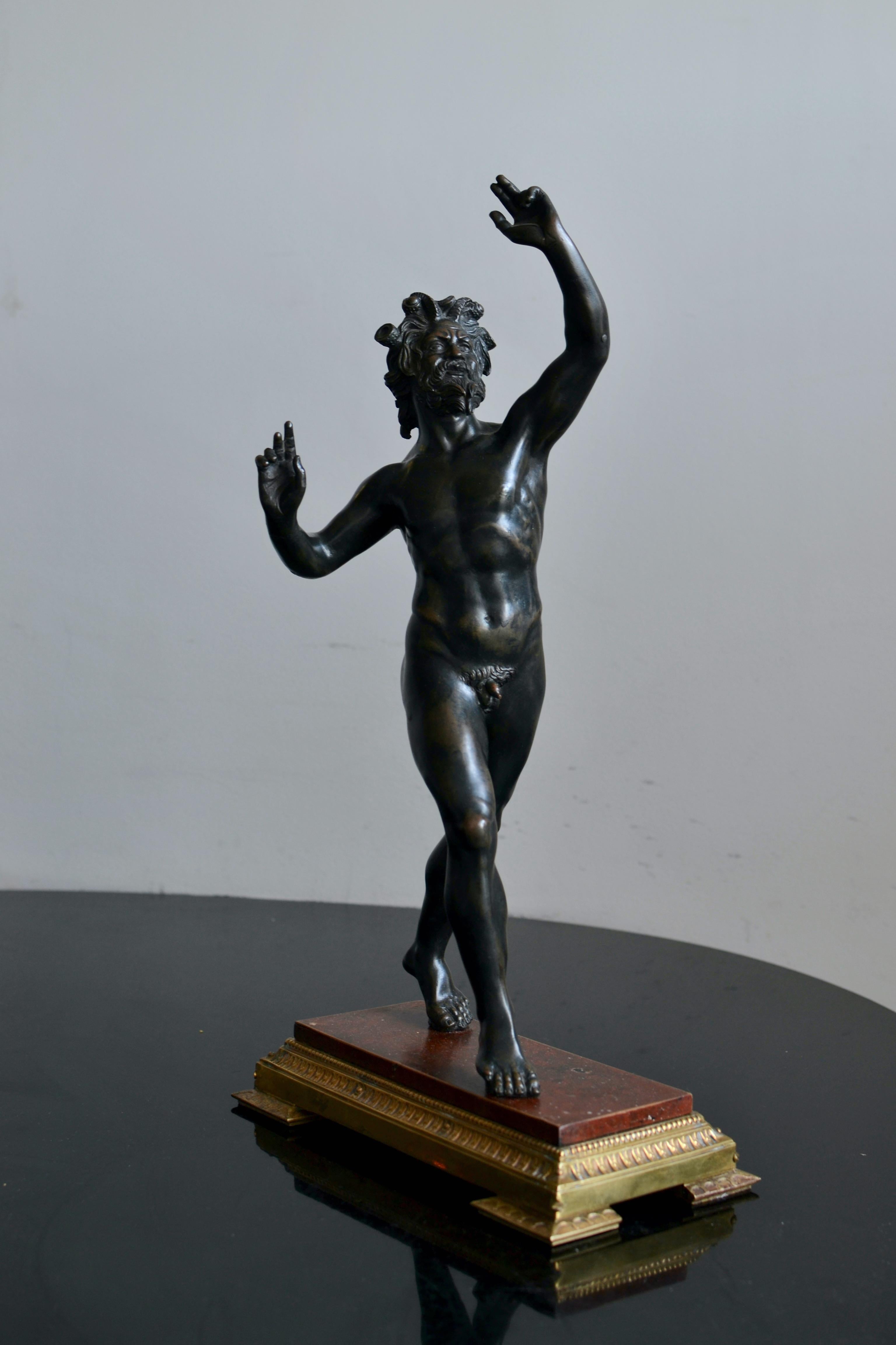 Gilt 19th Century Grand Tour Bronze-Sculpture of The Dancing Faun