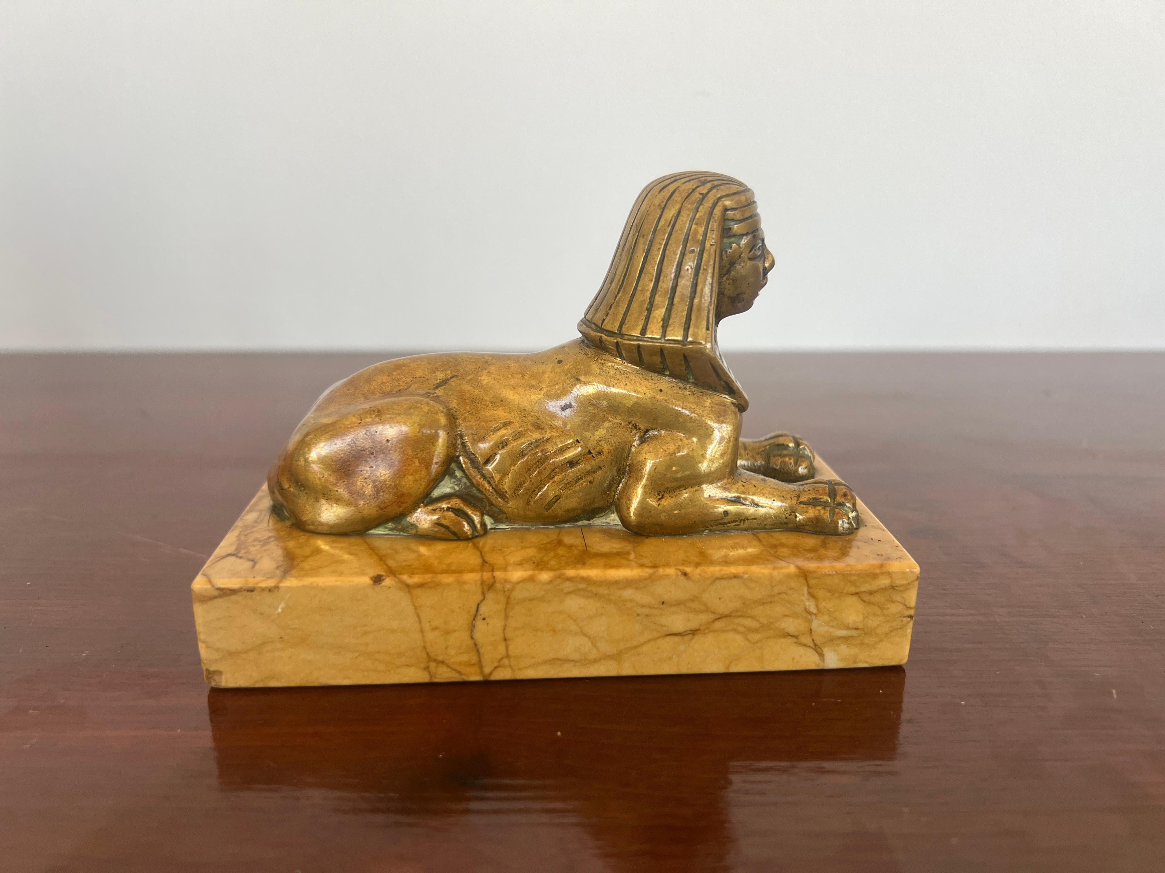 19th Century, Grand Tour Bronze Sphinx Statue on Sienna Marble Base For Sale 1