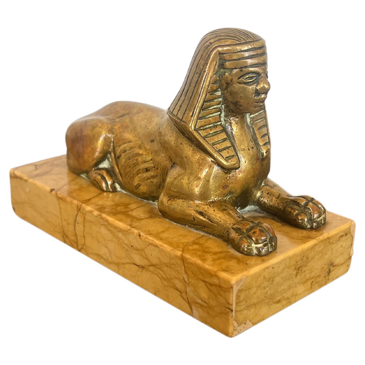 19th Century, Grand Tour Bronze Sphinx Statue on Sienna Marble Base For Sale