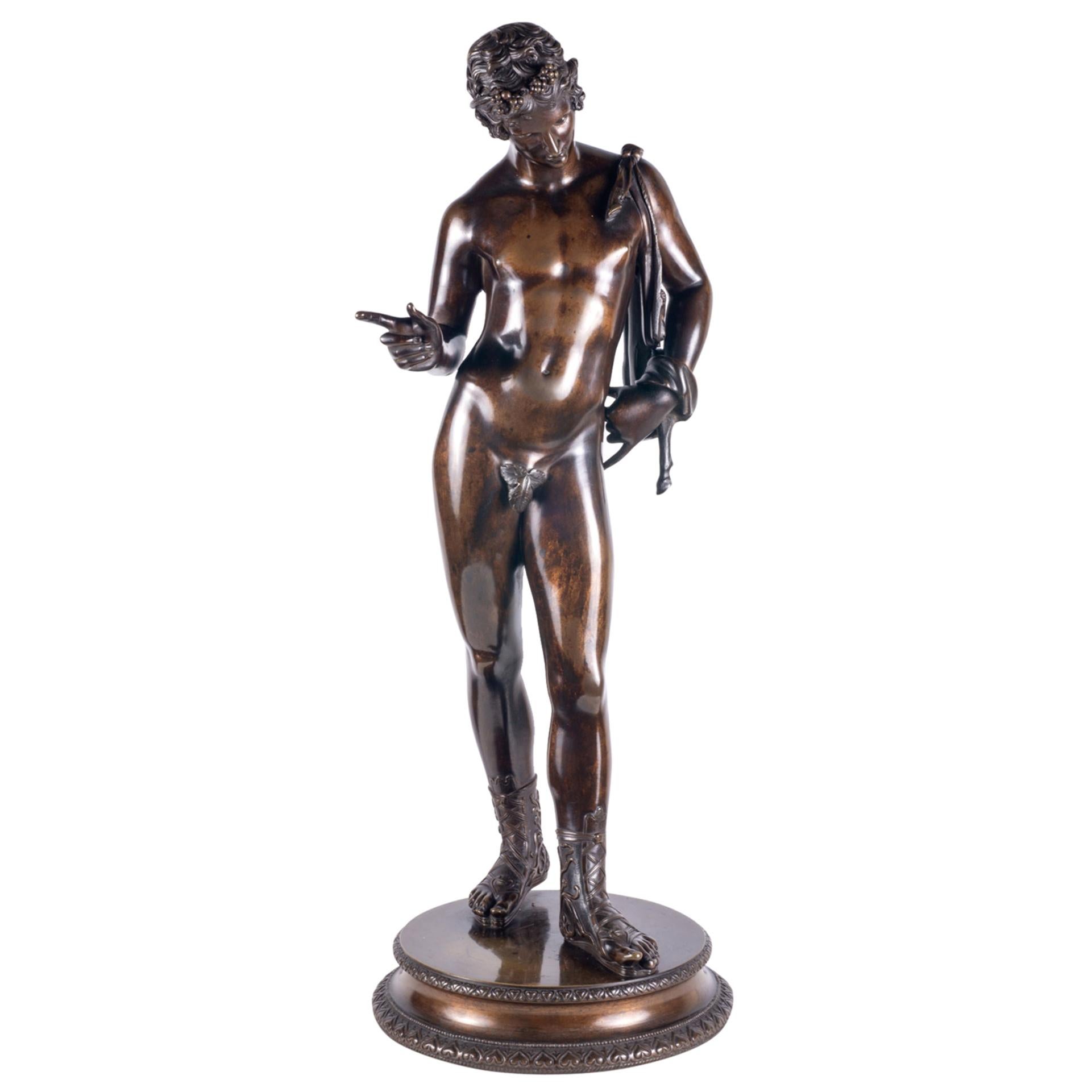 19th Century Grand Tour Bronze Statue of Narcissus For Sale