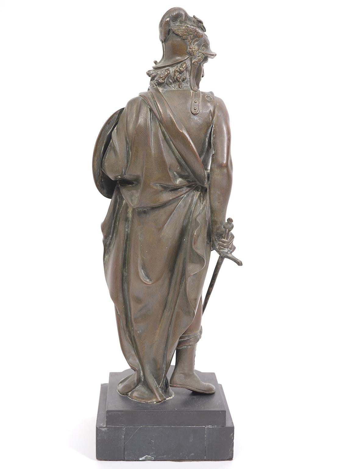 XIXe siècle 19th Century Grand Tour Bronze Warrior Mounted on Marble Base 16 Inches Tall en vente