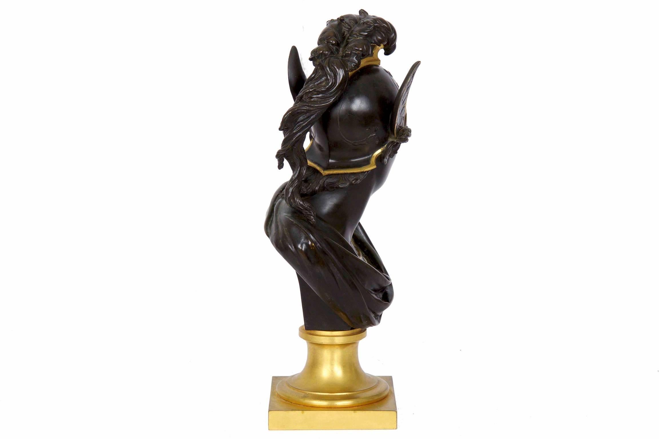 Gilt 19th Century Grand Tour Bust Bronze Sculpture of Mercury or Hermes