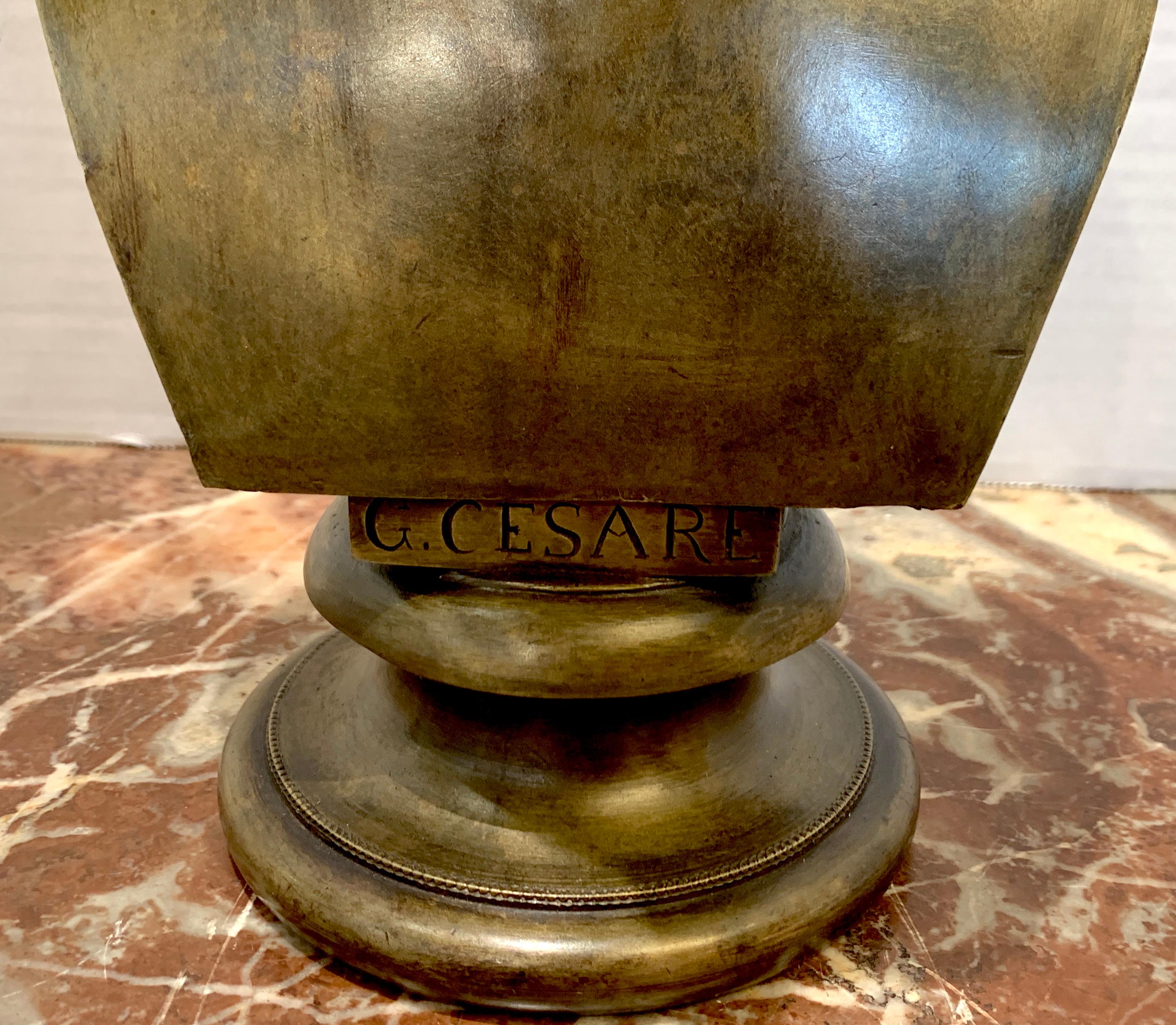 Bronze 19th Century Grand Tour Bust of Gaius Julius Caesar, Roma Foundry
