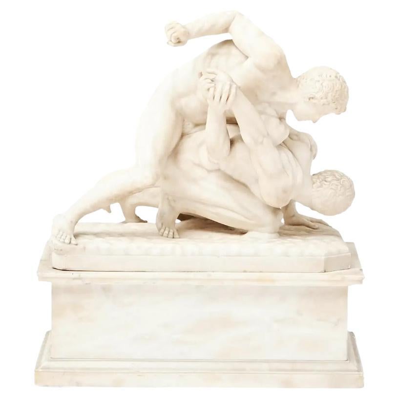 19th Century Grand Tour Carved Alabaster Model of the Wrestlers, circa 1895 For Sale