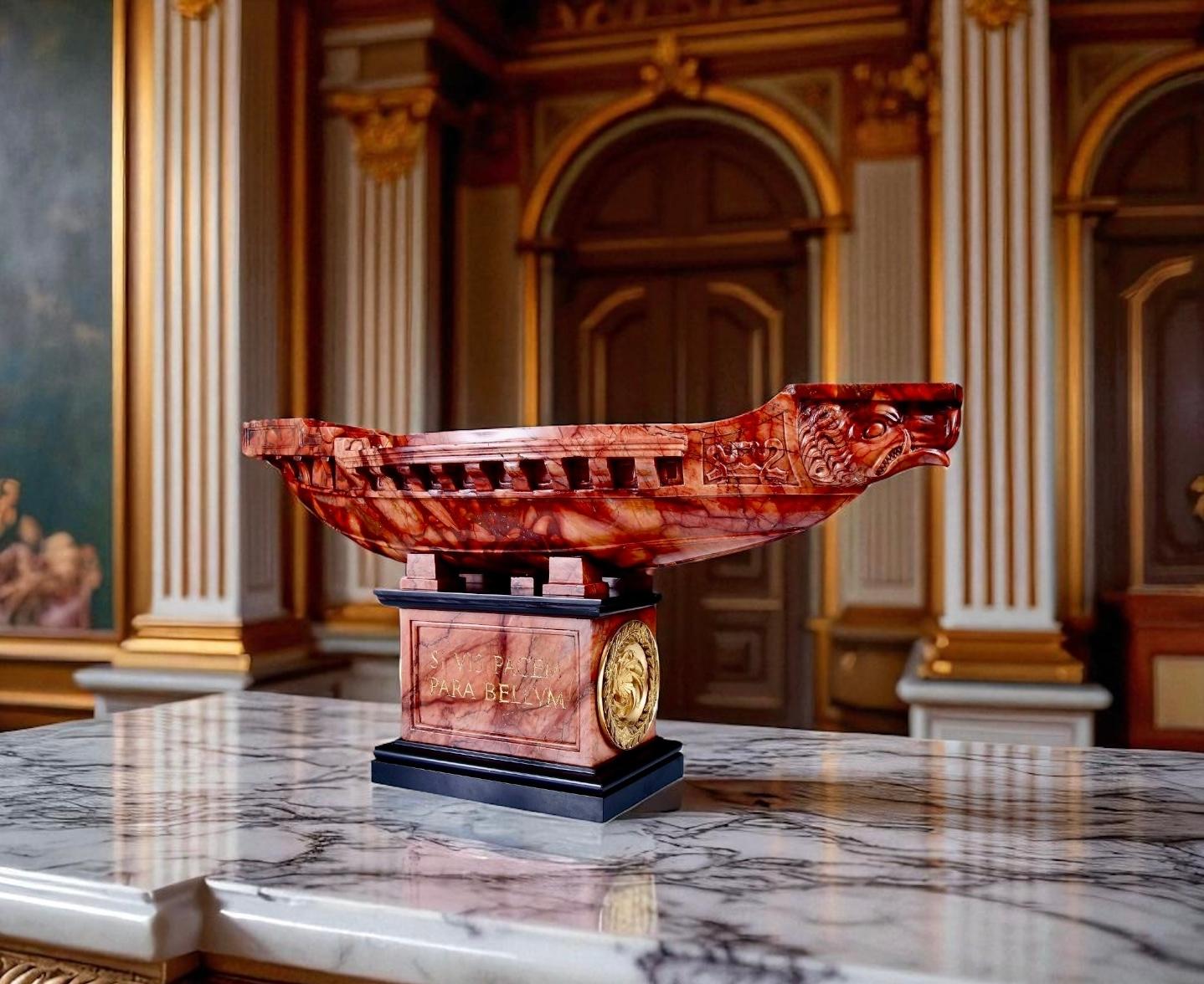 European 19th Century Grand Tour Carved Marble Navicella For Sale