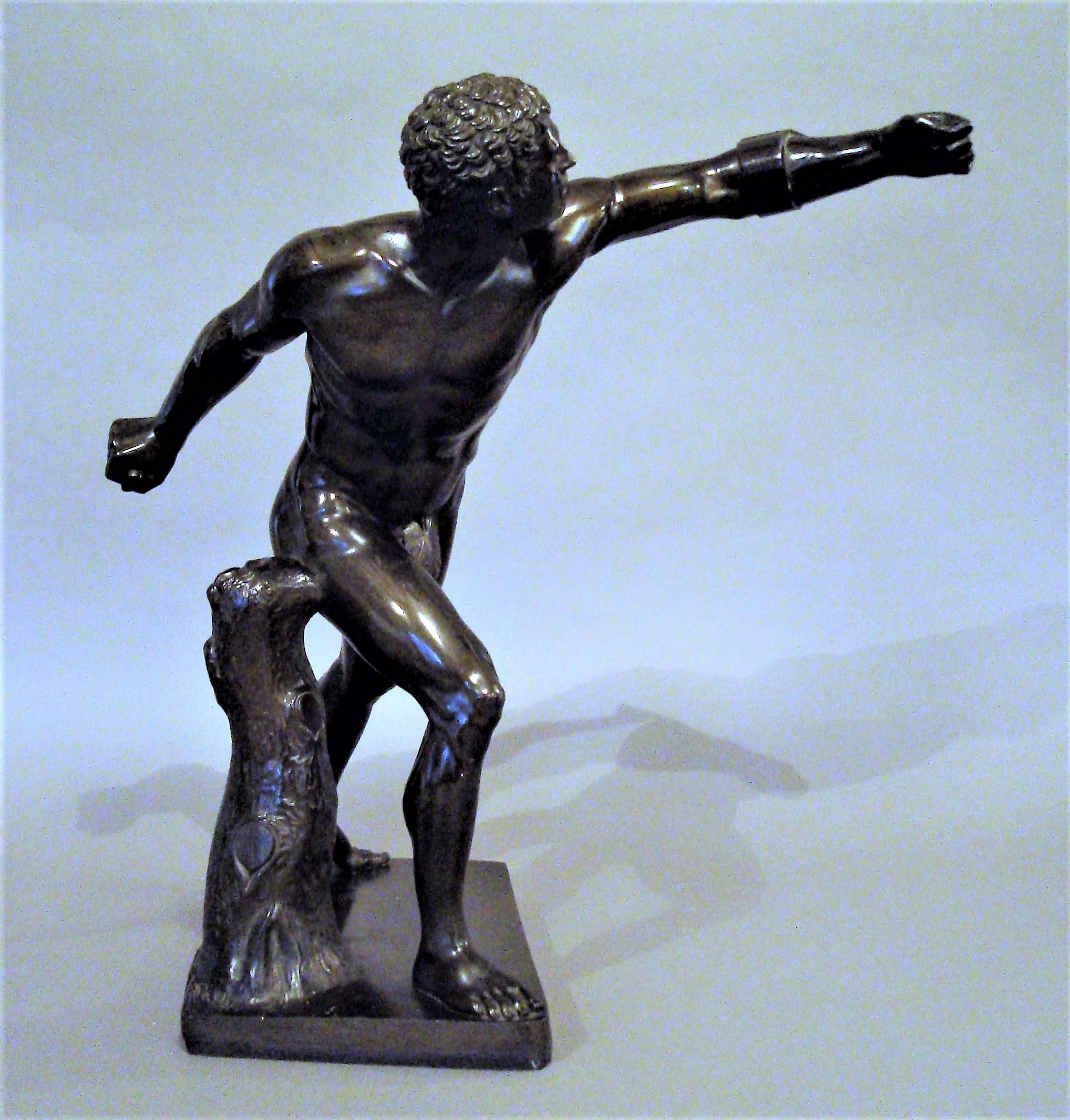 Polished 19th Century Grand Tour Classical Bronze Sculpture of Borghese Gladiator