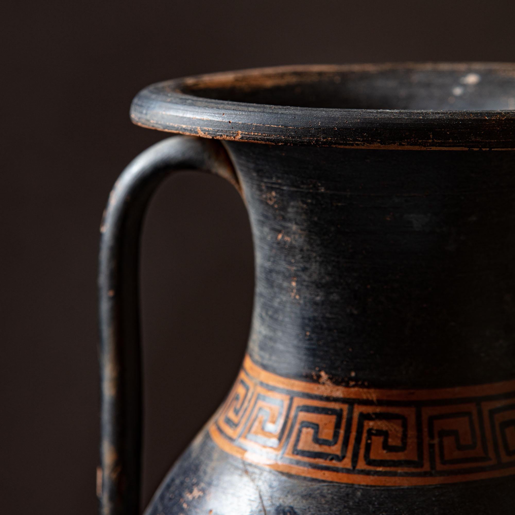 19th Century Grand Tour Greek Terracotta Vessel of Amphora Form, Black and Brown In Good Condition In London, GB